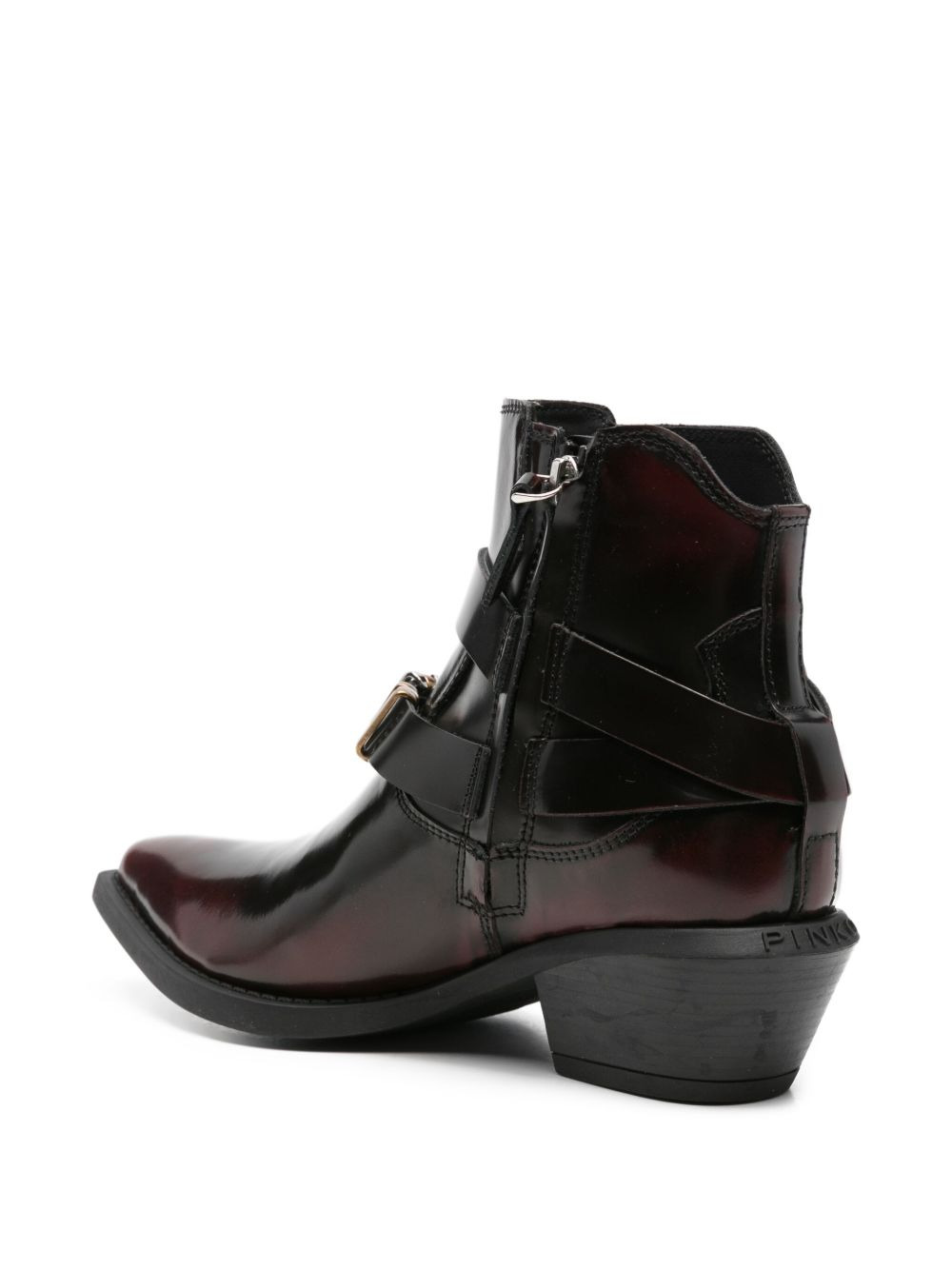 buckle-strap pointed-toe boots - 3