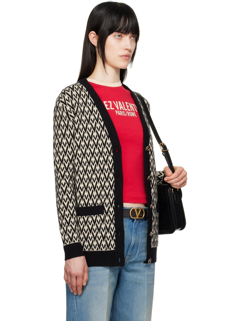 Beige & Black 'Toute La V' Cardigan 2
