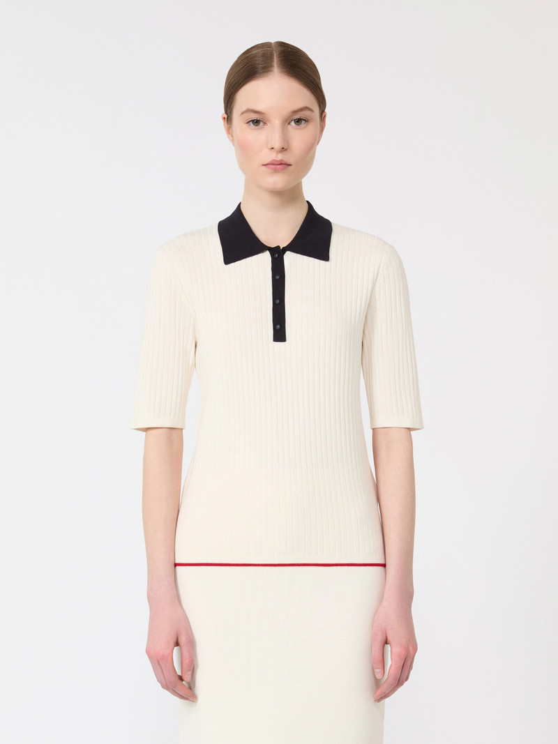 OSCURI Stretch viscose jumper - WHITE BLUE 3