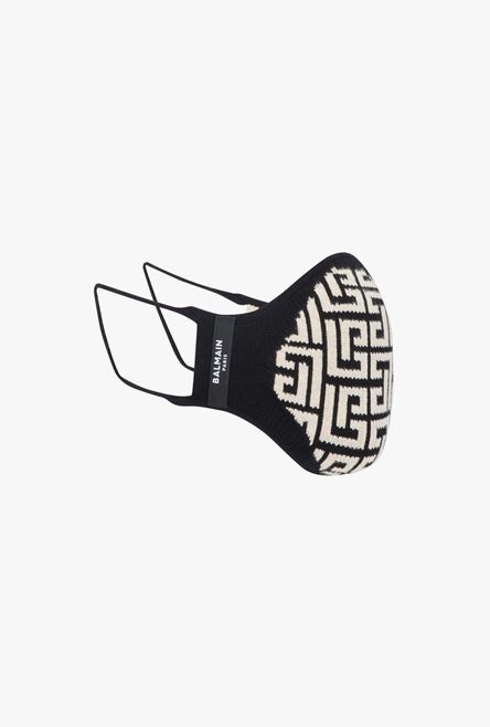 Ivory and black cotton mask with Balmain monogram - 3