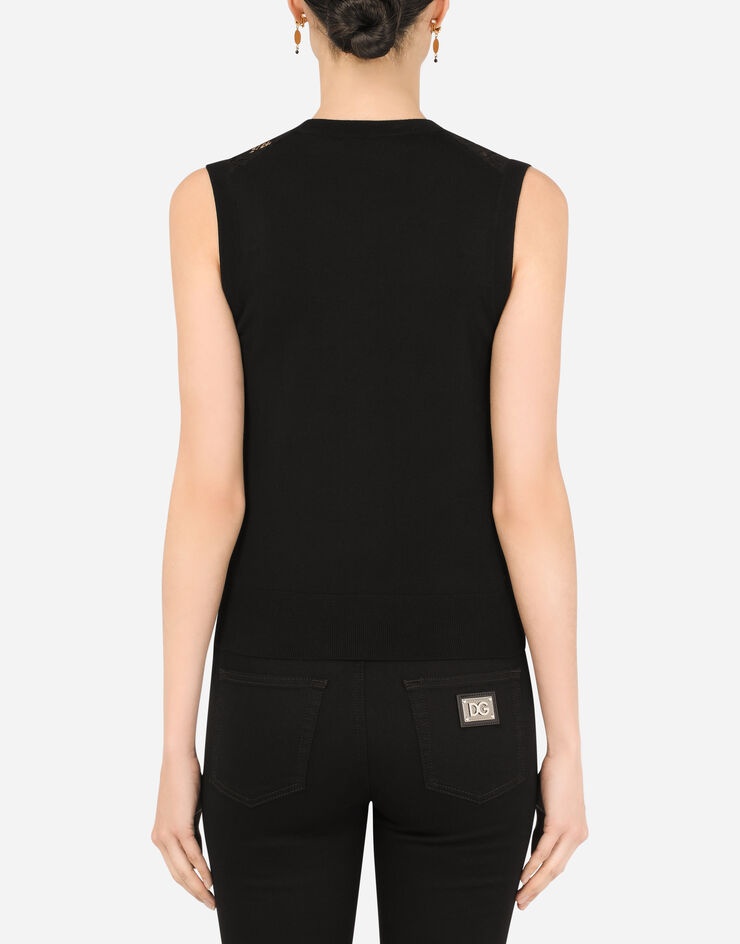 Sleeveless wool and lace sweater - 3