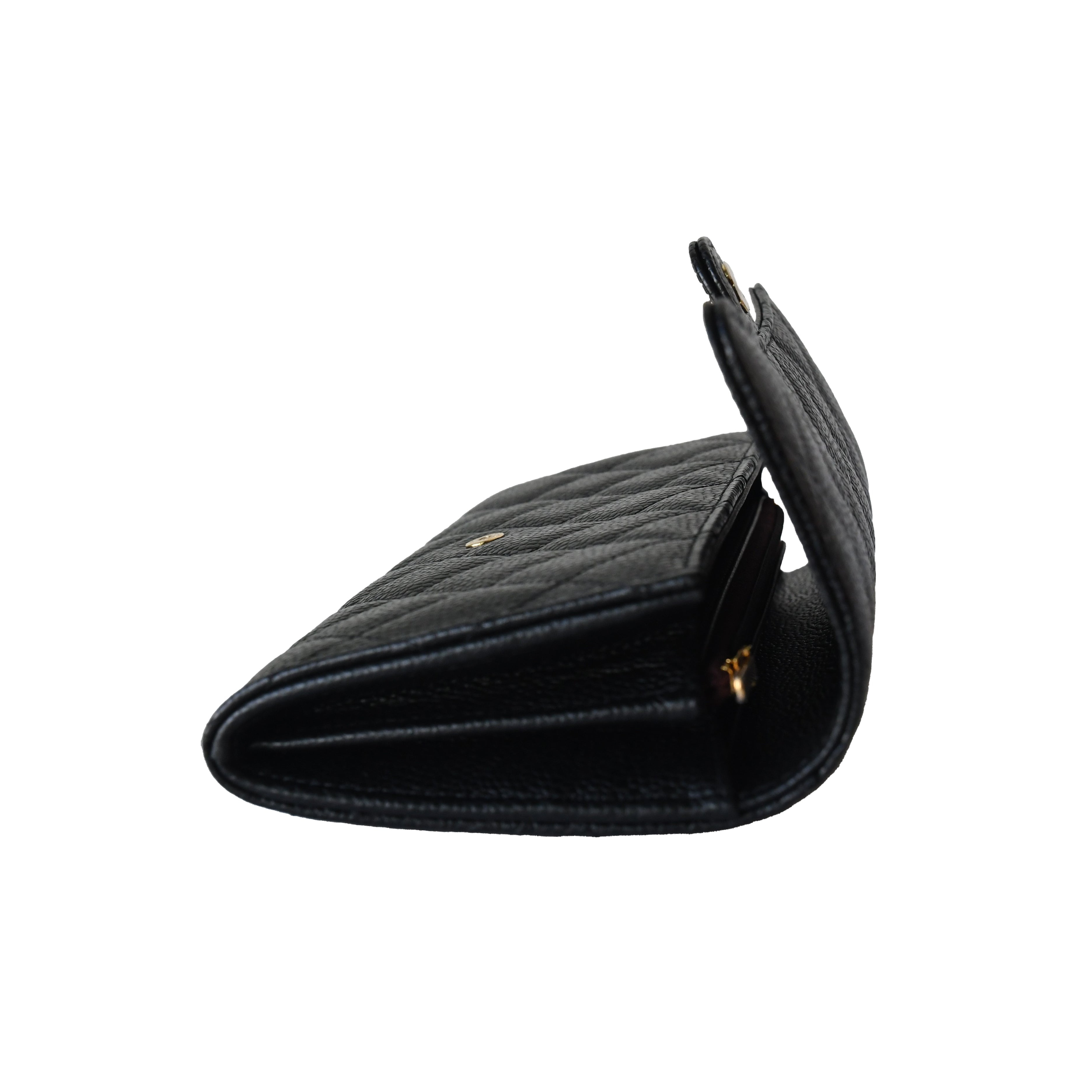 Chanel CC Quilted Caviar Continental Large Gusset Flap Wallet Gold Hardware Black - 4