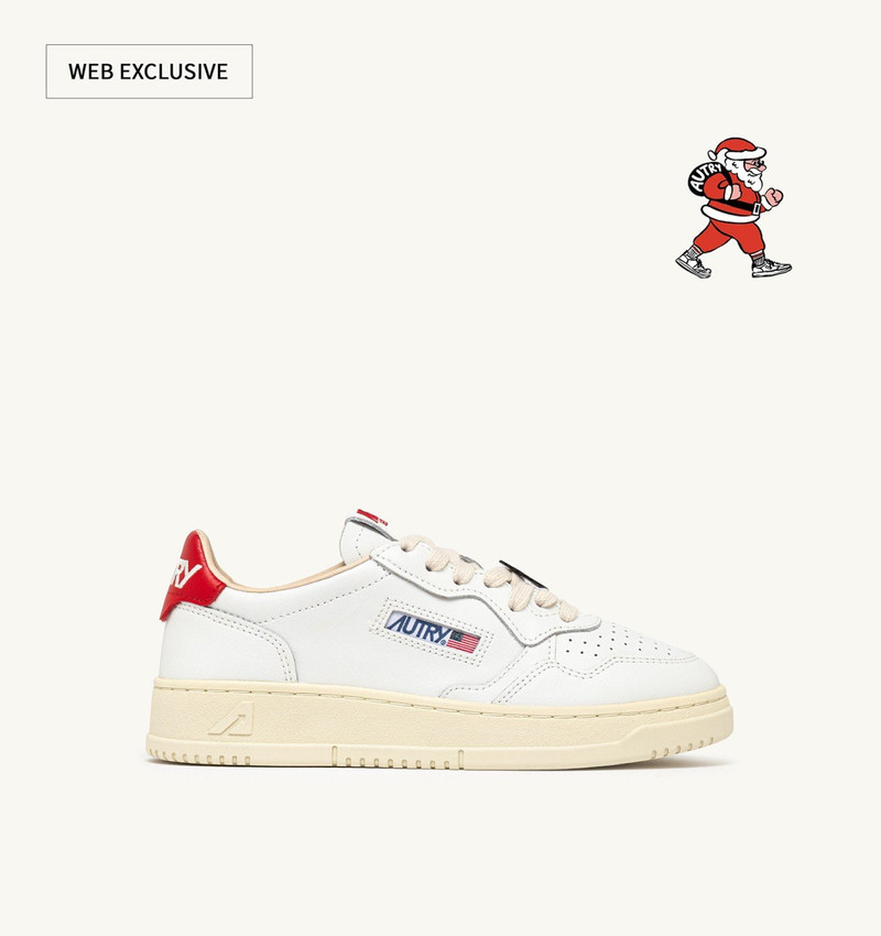 MEDALIST LOW 'SANTA CLAUS' SNEAKERS IN WHITE AND RED LEATHER 1