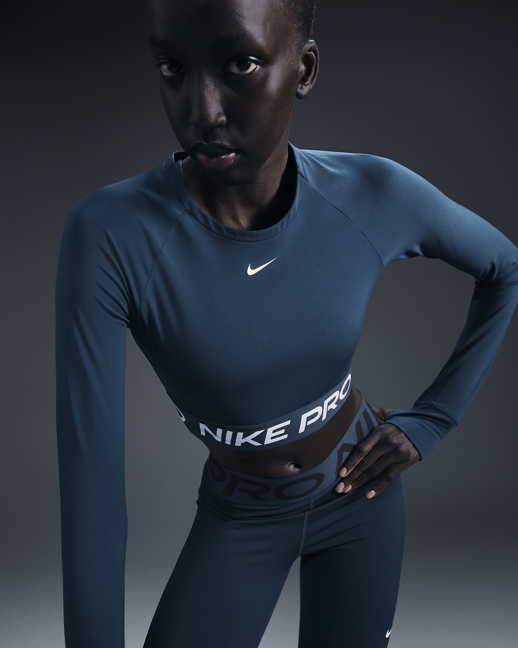 Nike Pro Women's Dri-FIT Cropped Long-Sleeve Top - 2