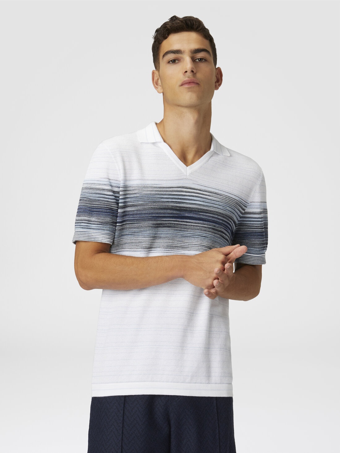 Honeycomb cotton knit polo shirt with slub detail - 4