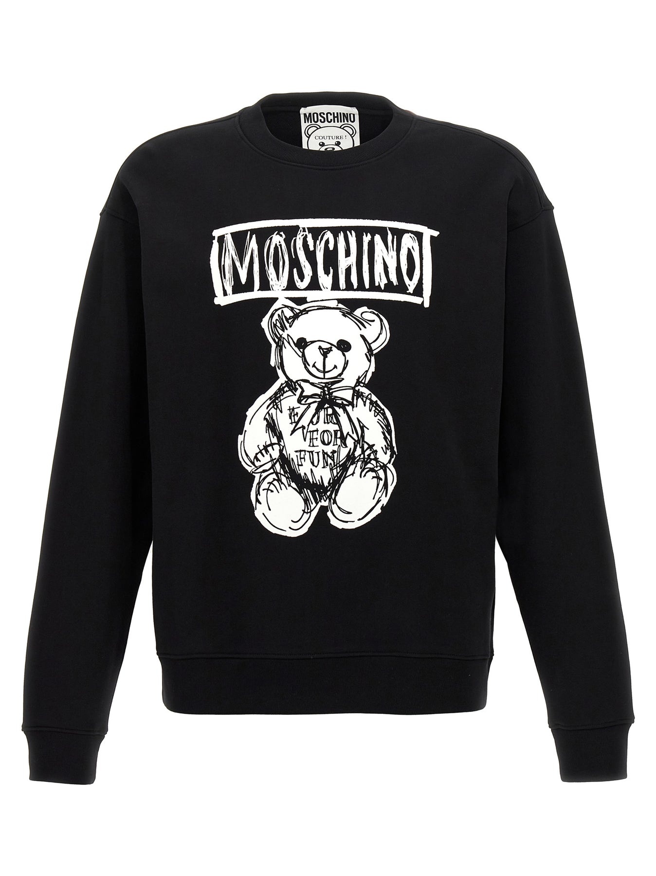 Logo Print Sweatshirt Sweater, Cardigans White/Black - 1