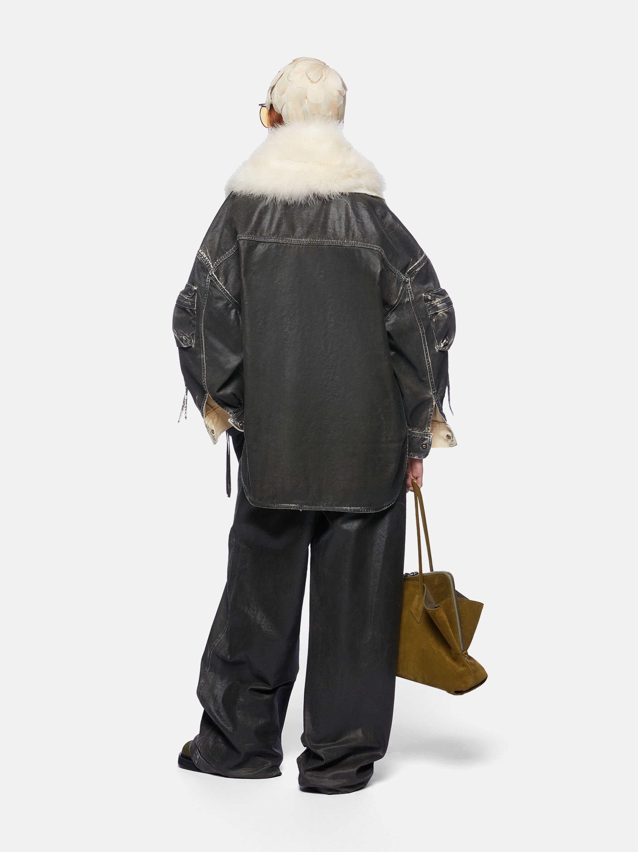 コート THE ATTICO Woman Coat Blue 250WCC080W046 184 Fern'' navy blue short coat for Women | THE ATTICO®