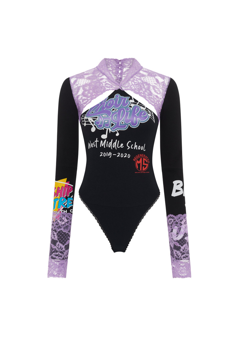 Marine Serre Regenerated T-Shirts And Lace Long Sleeves Body outlook