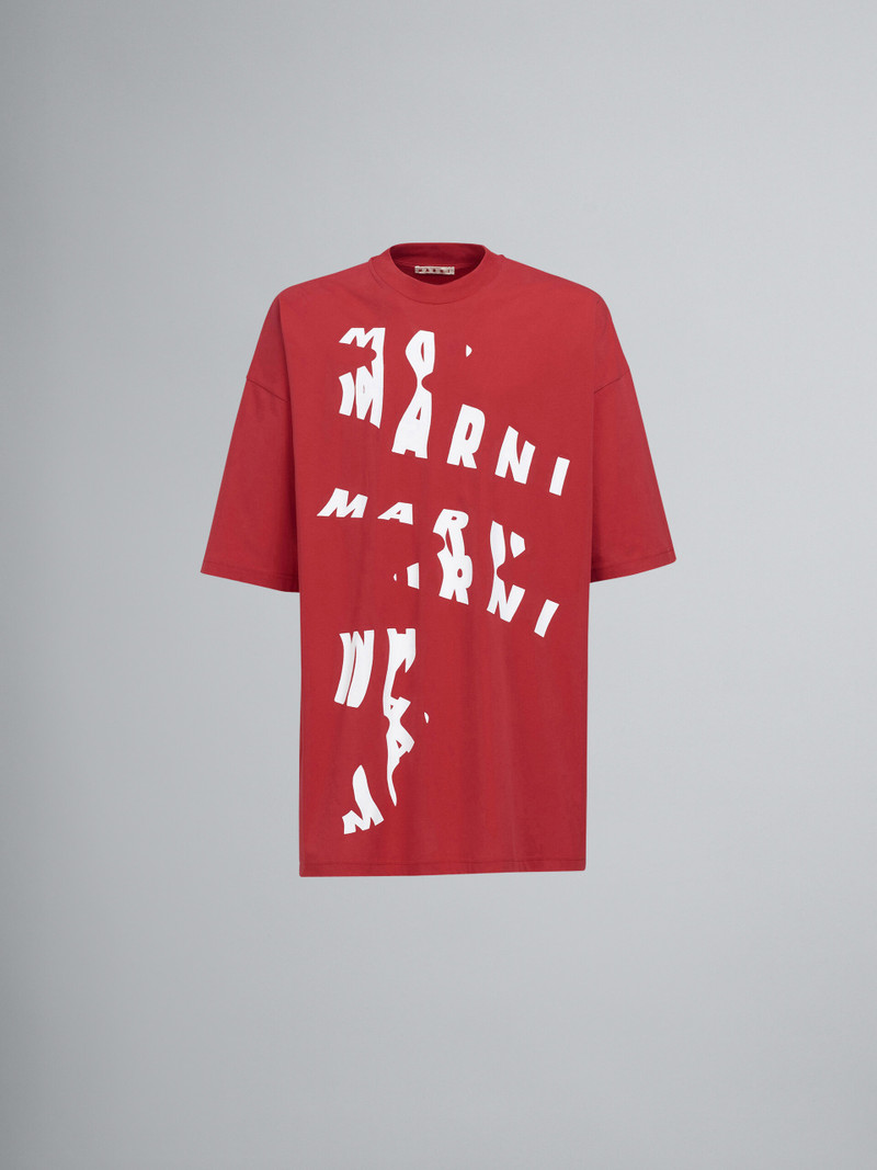 SCANNED LOGO PRINT RED JERSEY OVERSIZED T-SHIRT 1