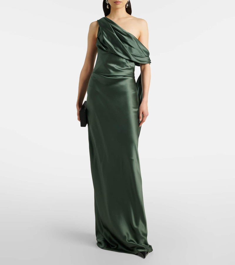 THE SEI Draped asymmetric silk satin gown outlook