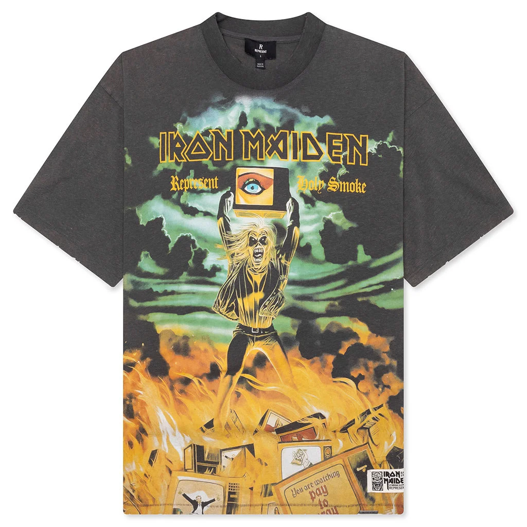 REPRESENT X IRON MAIDEN HOLY SMOKE T-SHIRT - ASH - 1