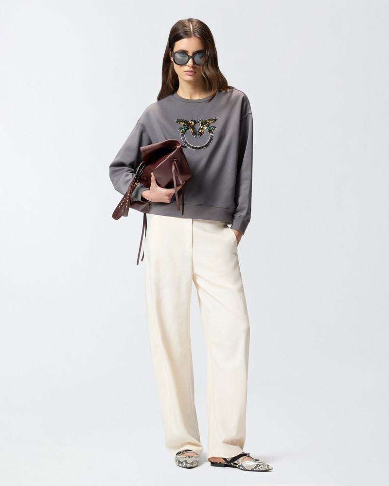 SWEATSHIRT WITH LOVE BIRDS JEWEL MAXI EMBROIDERY 4