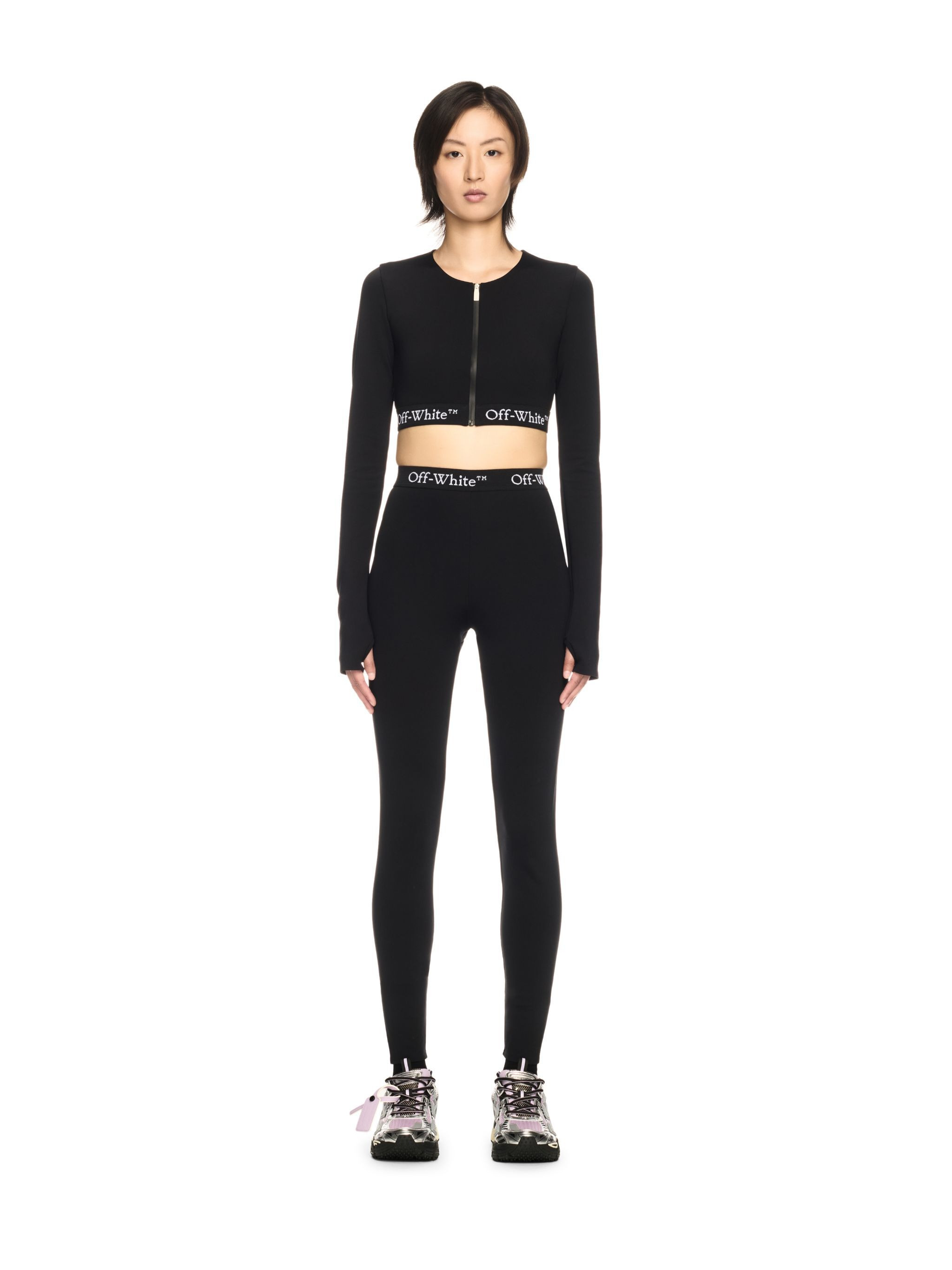 Black Logo Band Leggings - 2