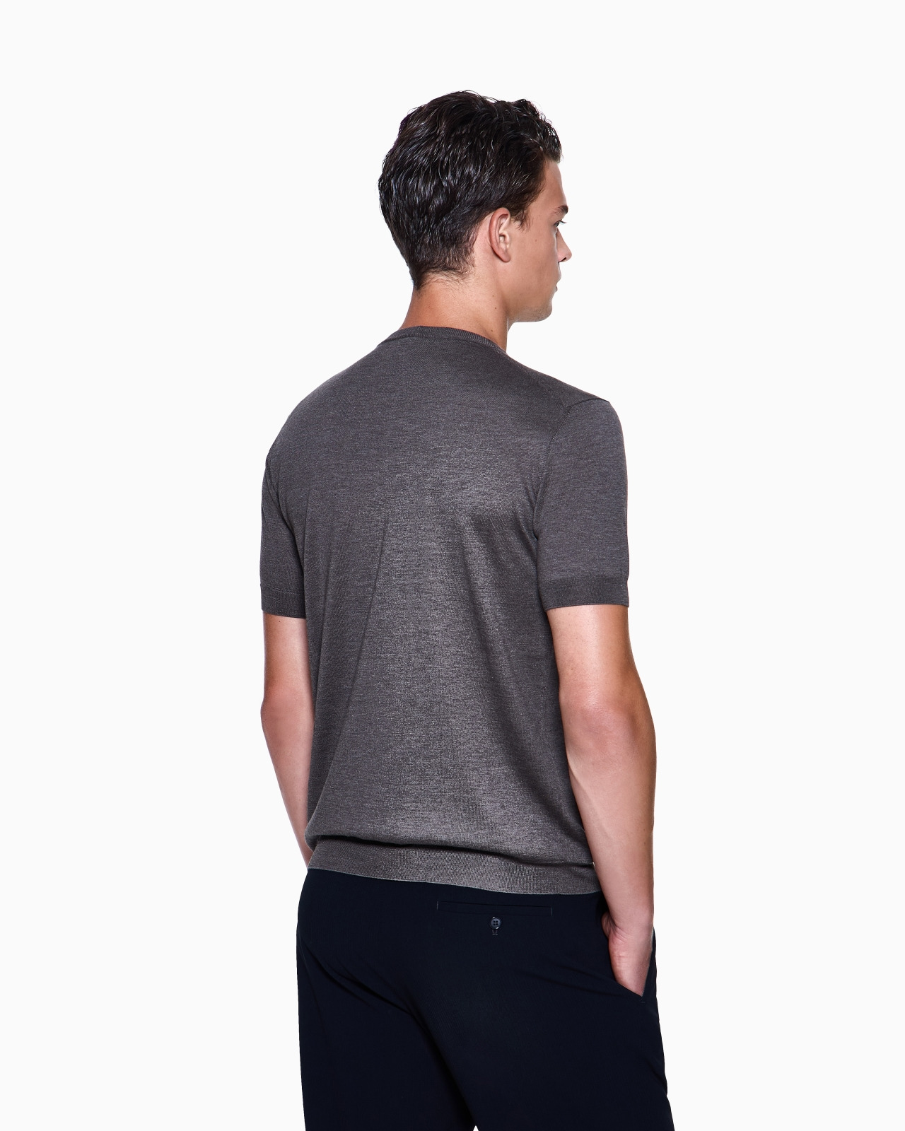 SHORT-SLEEVED, CREW-NECK JUMPER IN SILK AND COTTON - 3