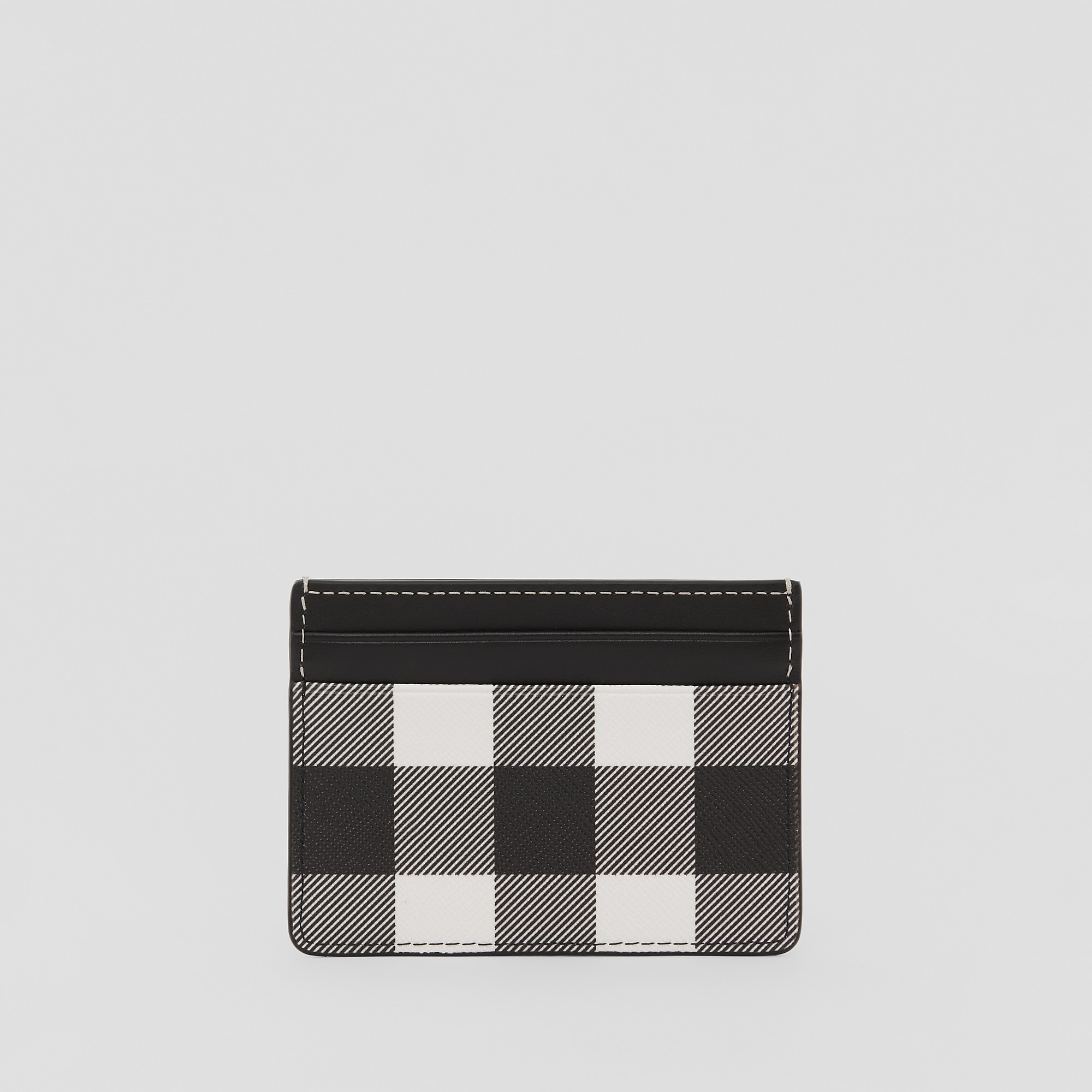 Exaggerated Check and Leather Card Case - 6