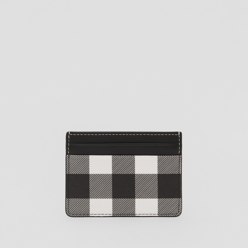 Exaggerated Check and Leather Card Case 6
