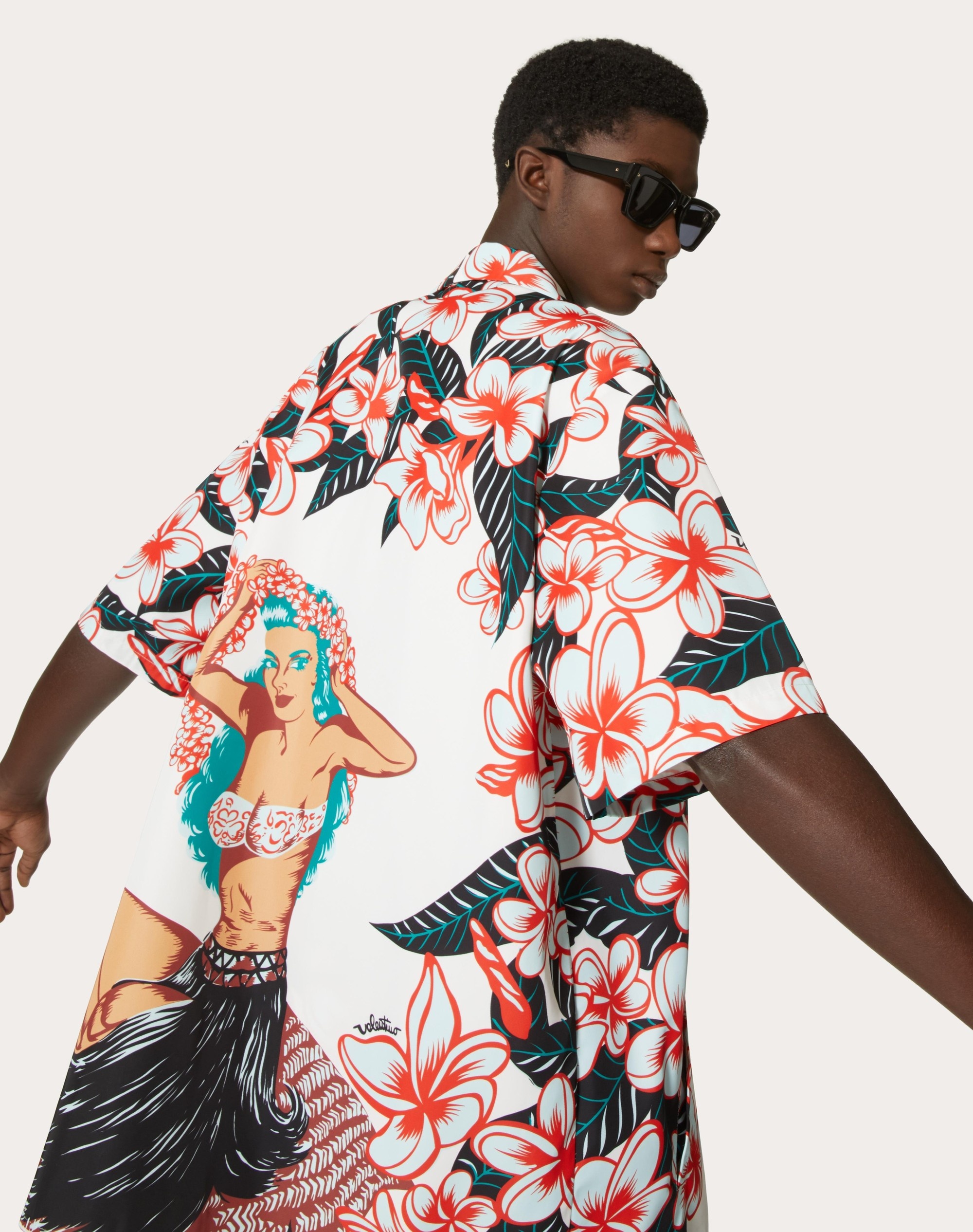 NYLON BOWLING SHIRT WITH HULA GIRL PRINT - 5