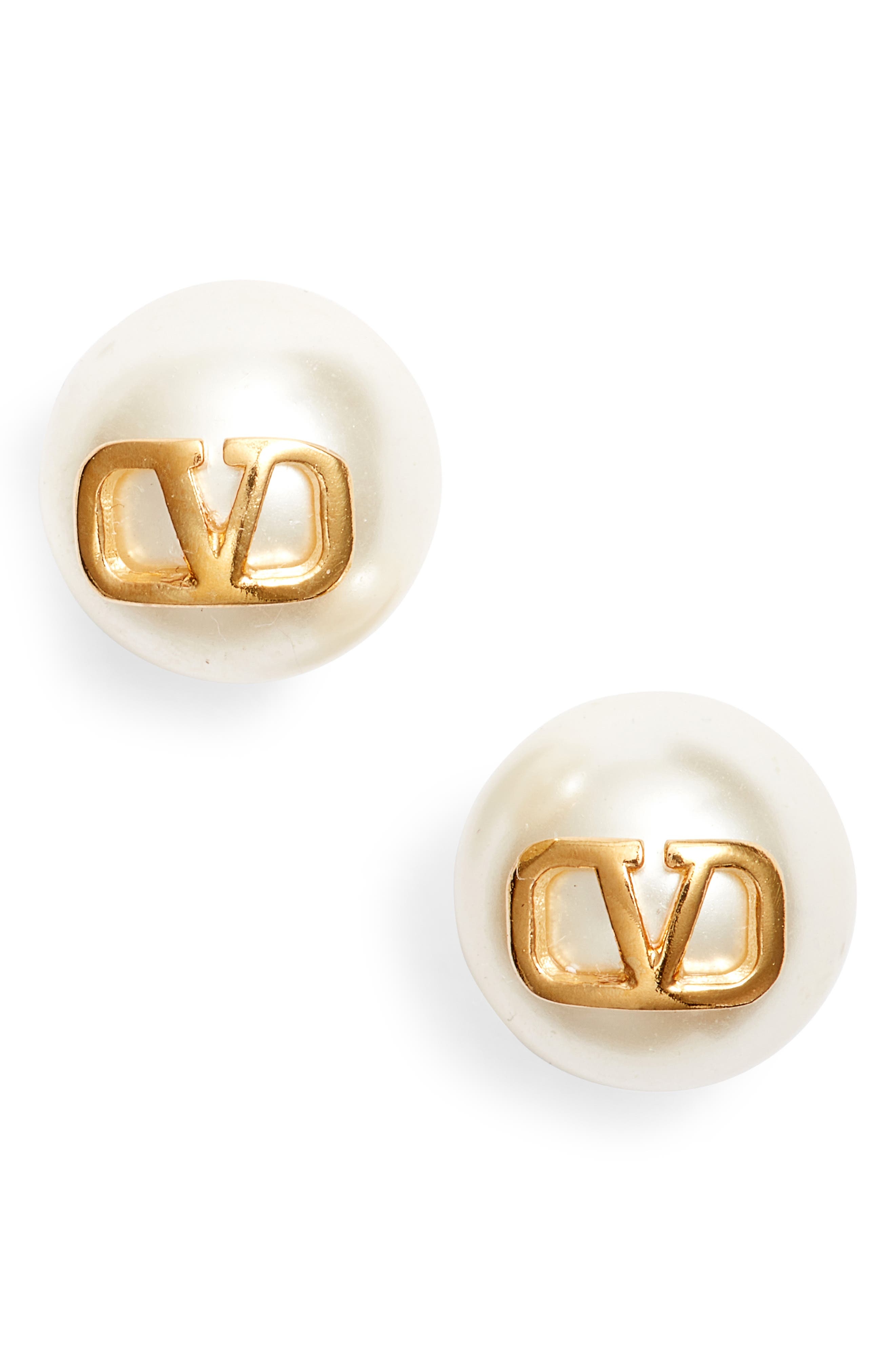 VLOGO Imitation Pearl Stud Earrings - 1