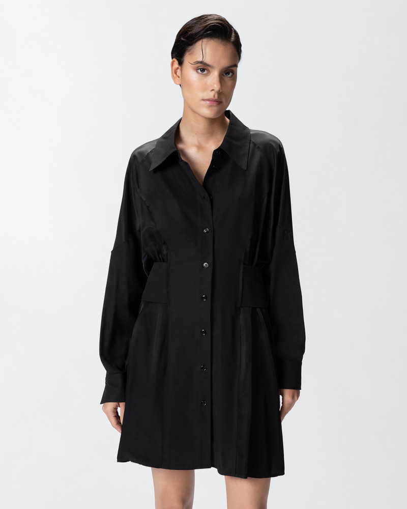 SHORT SHIRT DRESS IN HABOTAI AND COTTON 3