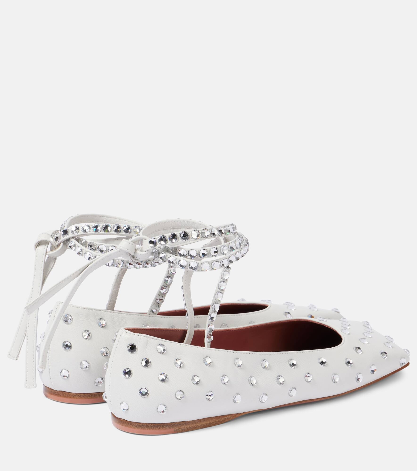 Ane crystal-embellished leather flats - 3