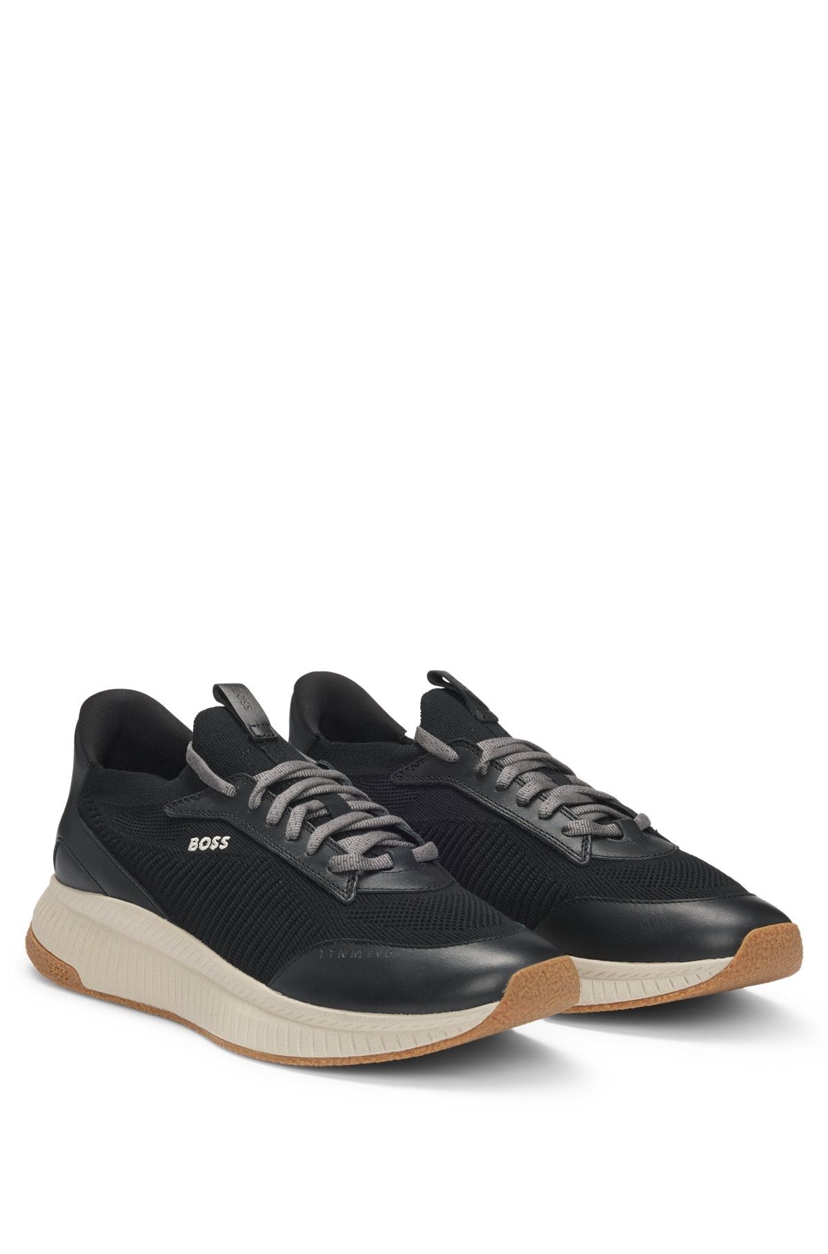 MIXED-MATERIAL TRAINERS WITH FISHBONE SOLE AND SIGNATURE ACCENTS - 2