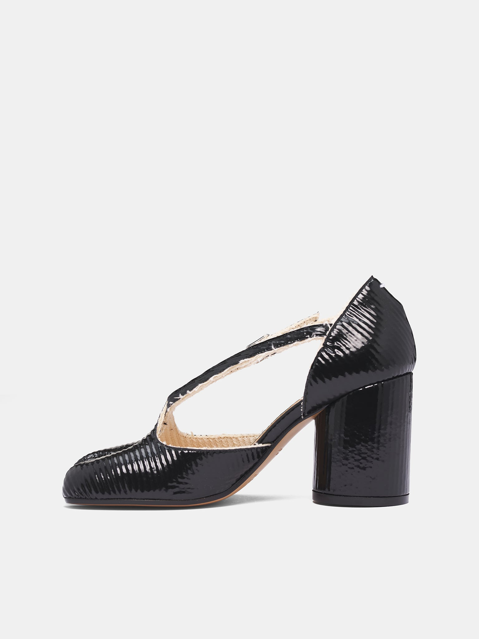 Black Leather Tabi Strappy Heels - 3