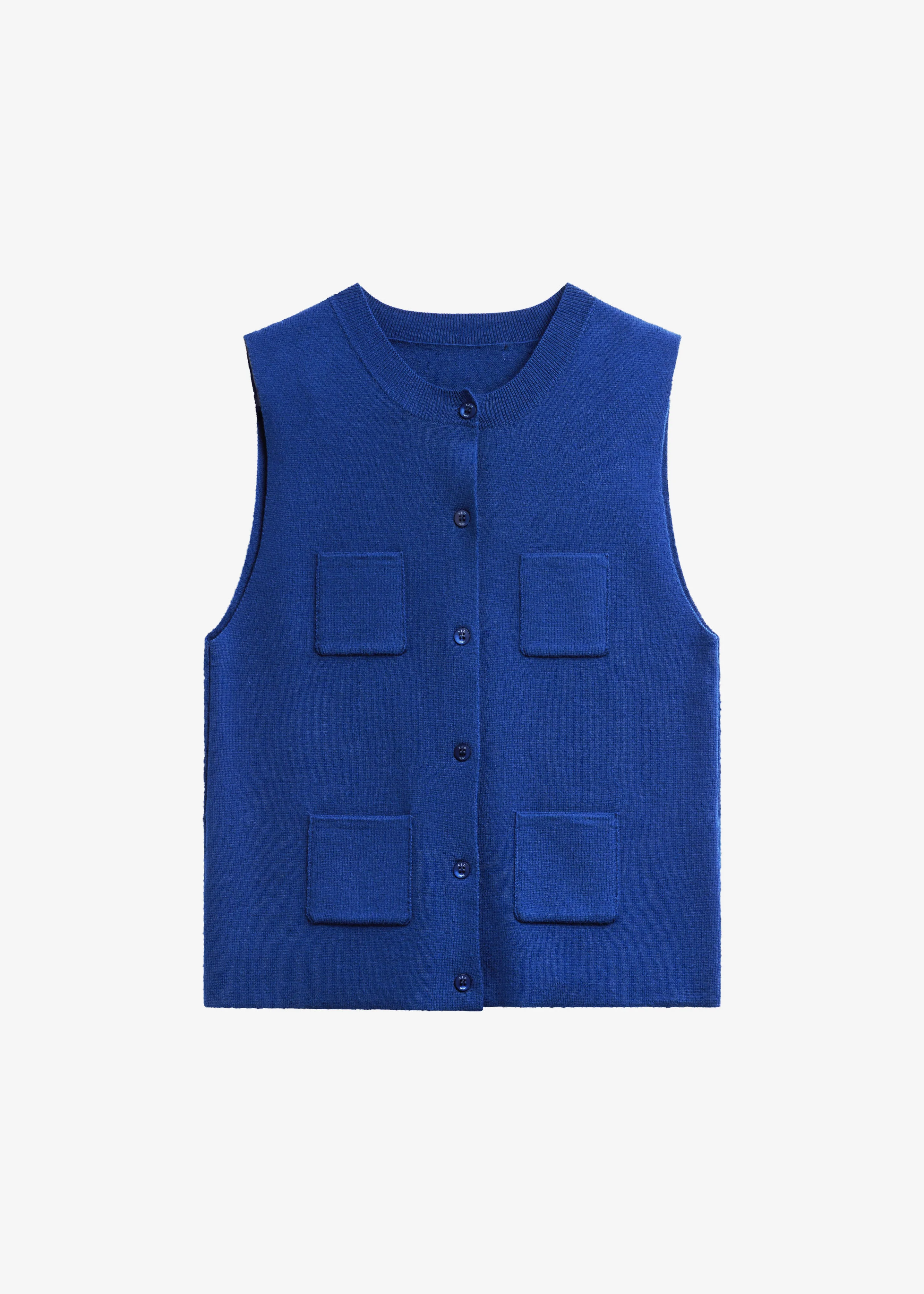 Villena Knit Vest - Blue - 1