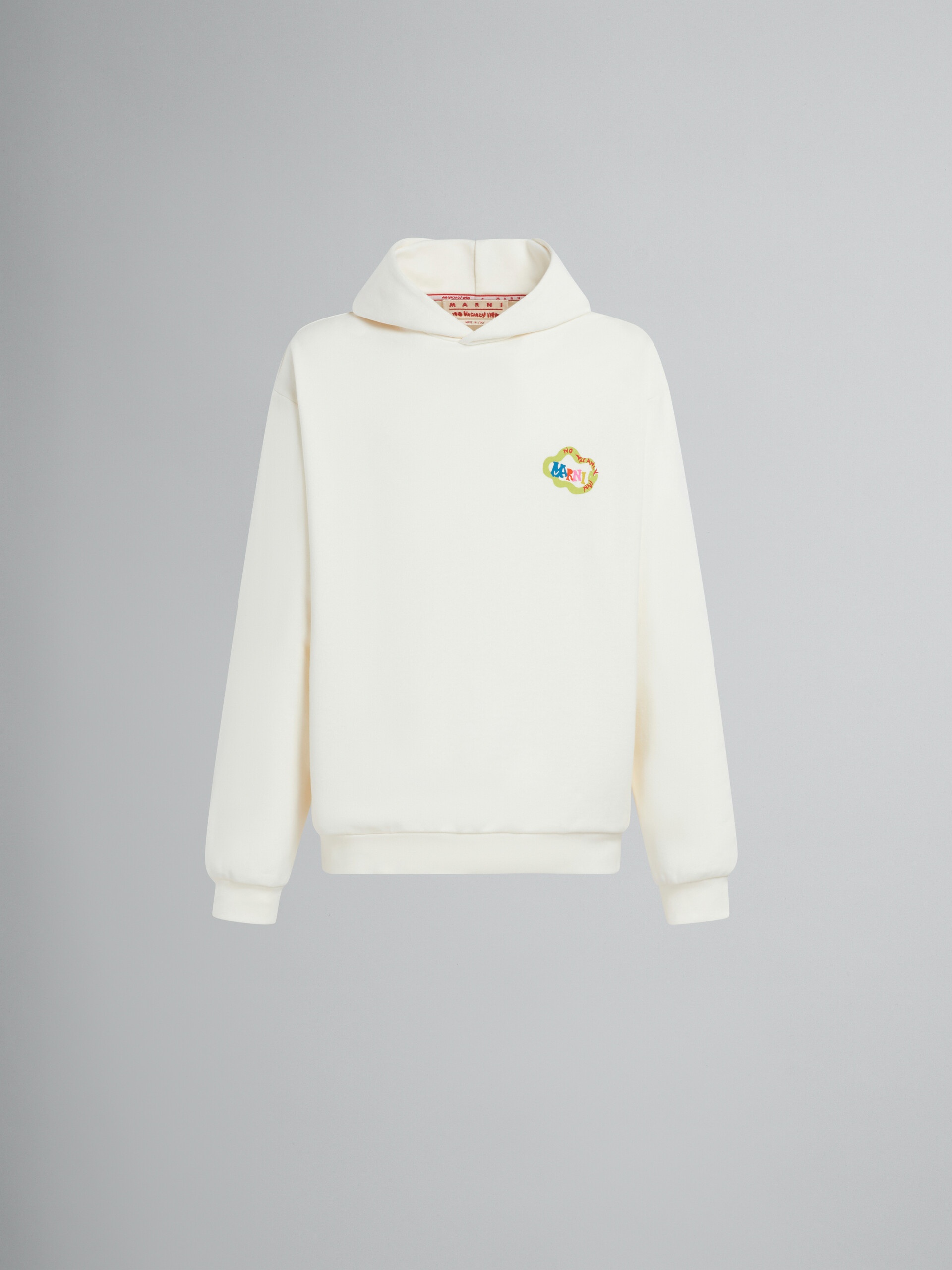 MARNI X NO VACANCY INN - WHITE SWEATSHIRT IN BIO COTTON JERSEY WITH SNAKE LOGO PRINT - 1