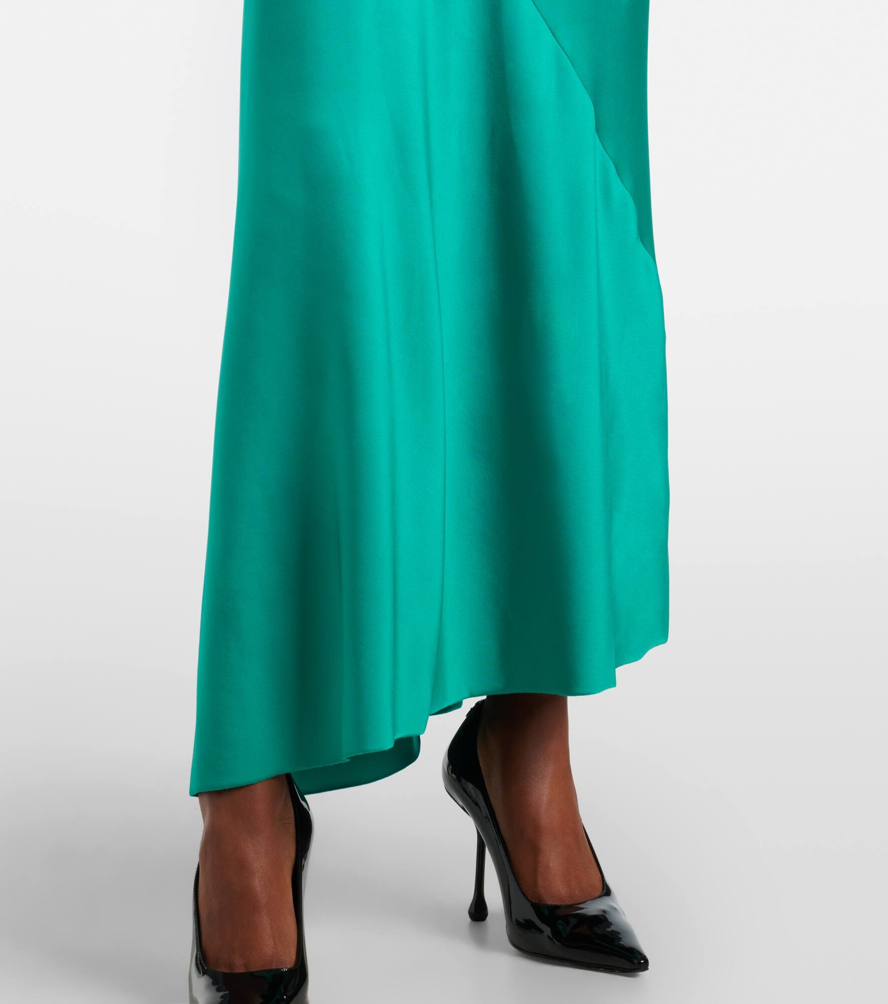 Draped asymmetric satin midi dress - 6