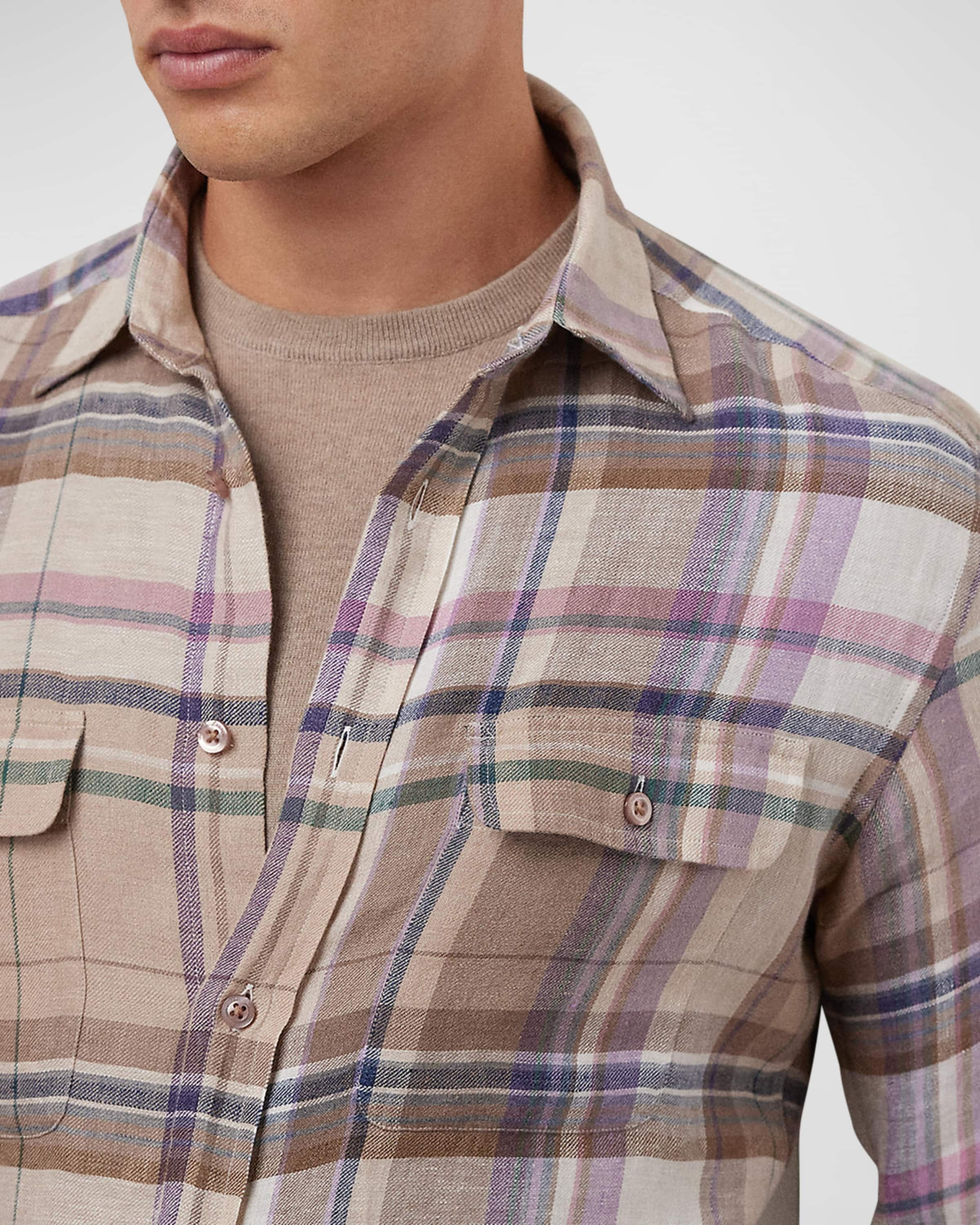 Men's Cooper Plaid Linen Twill Shirt - 5