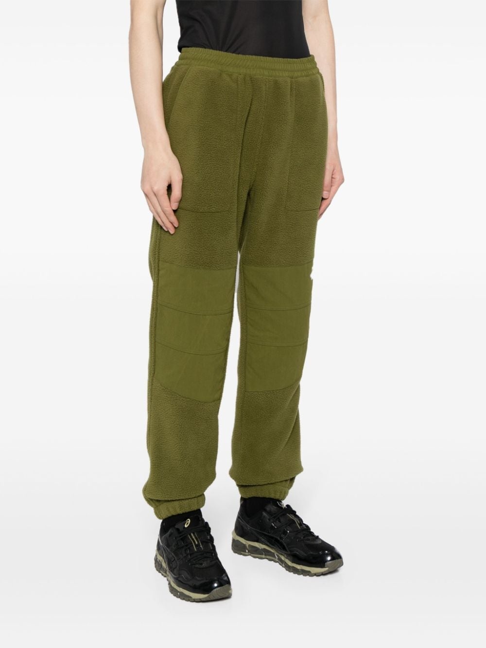 logo-embroidered fleece-panel trousers - 3