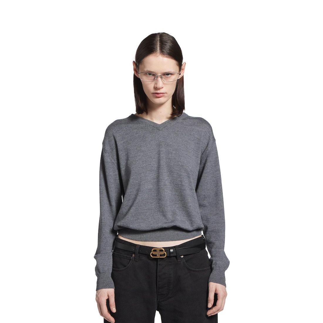 Women's Bb Thin Belt in Black - 3