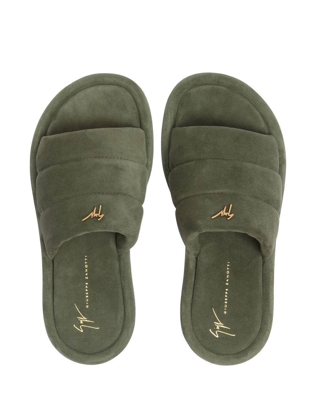 Harmande logo-plaque suede slides - 4