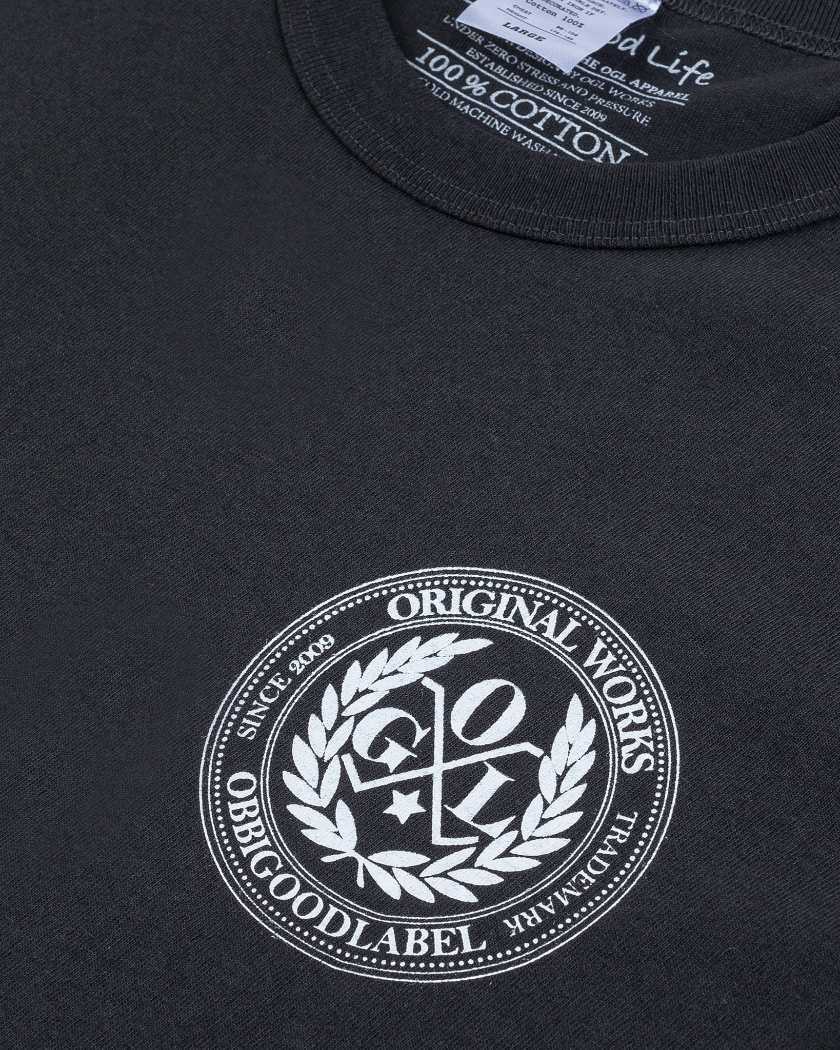 OGL-TEE-LOT20-LOGO-CHA OGL 6.2oz Ringspun T-shirt - Silkscreen Printed 'OGL Logo' - Charcoal - 8