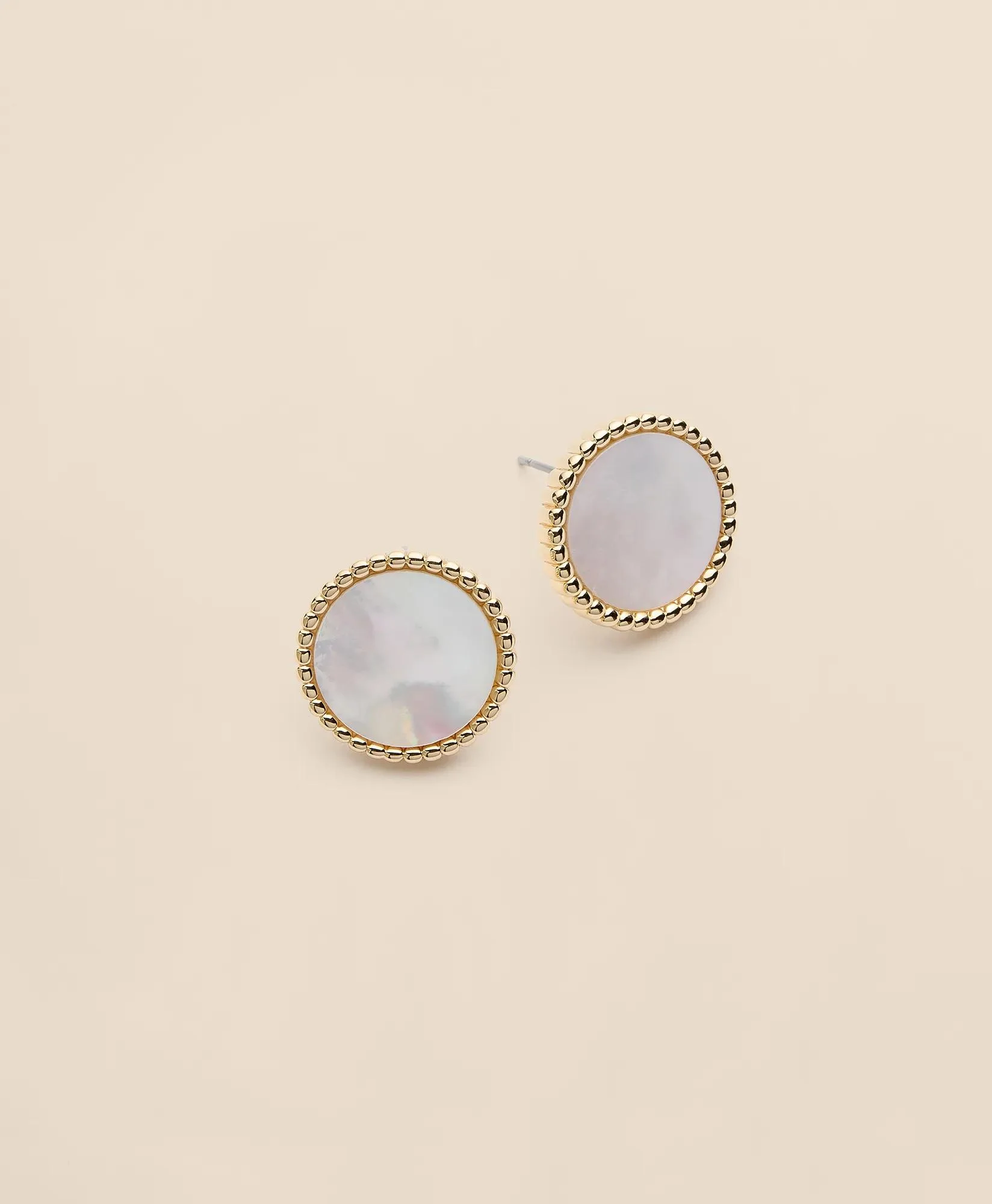 Gold-Tone Mother-Of-Pearl Button Stud Earrings - 1