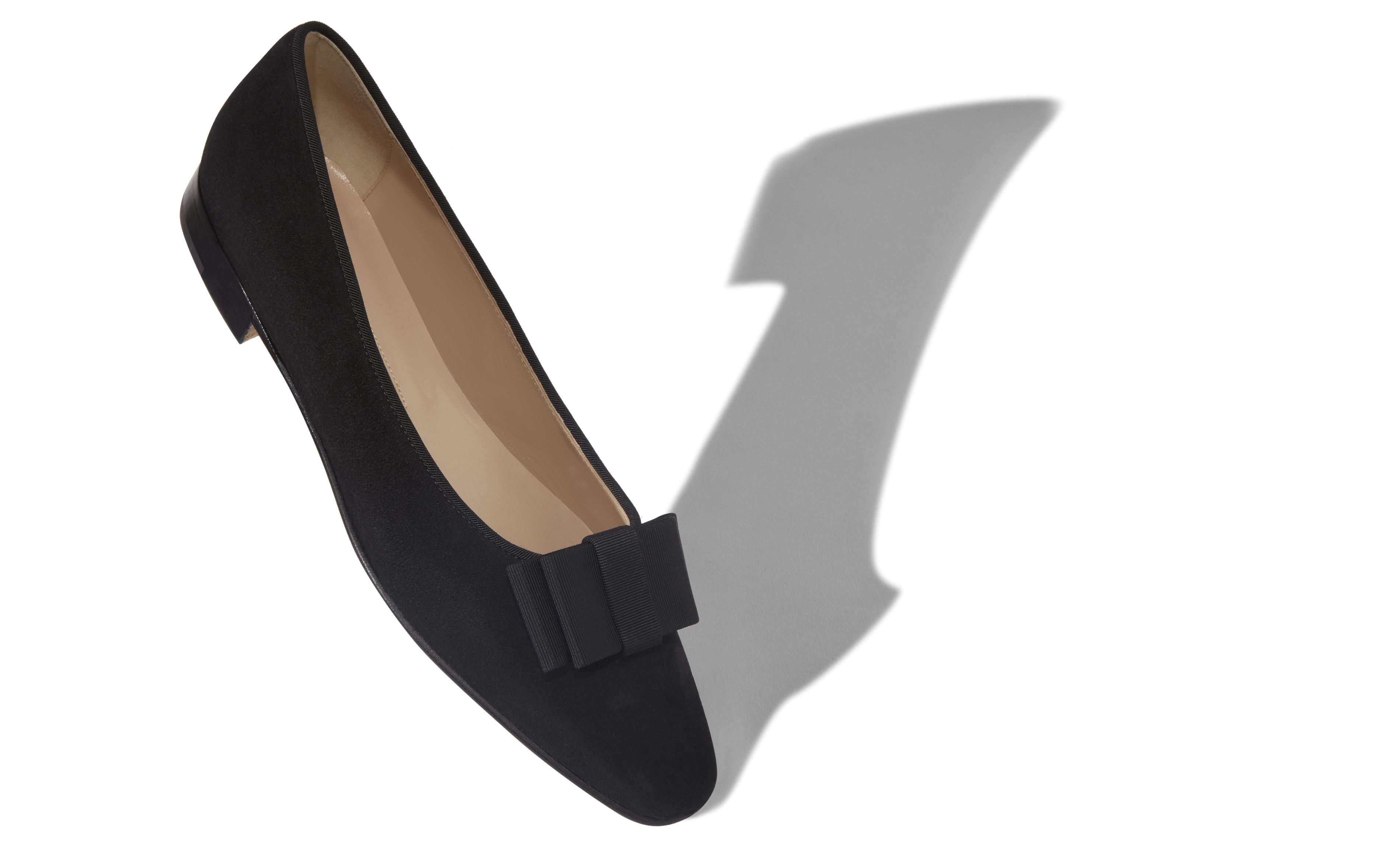 Black Suede Bow Detail Flat Shoes - 2