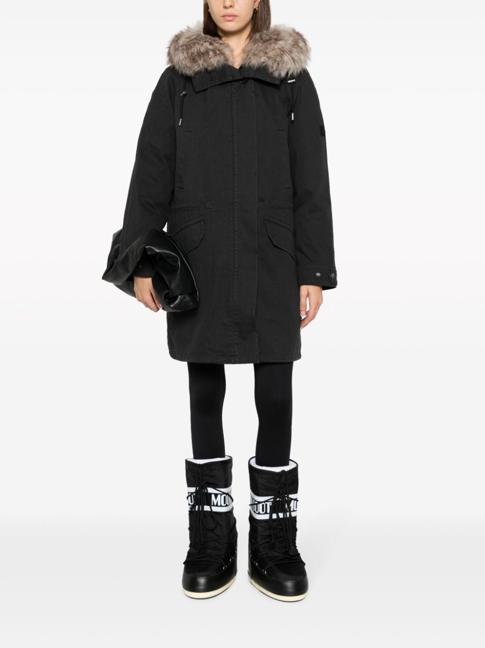 shearling-trim gabardine parka - 2