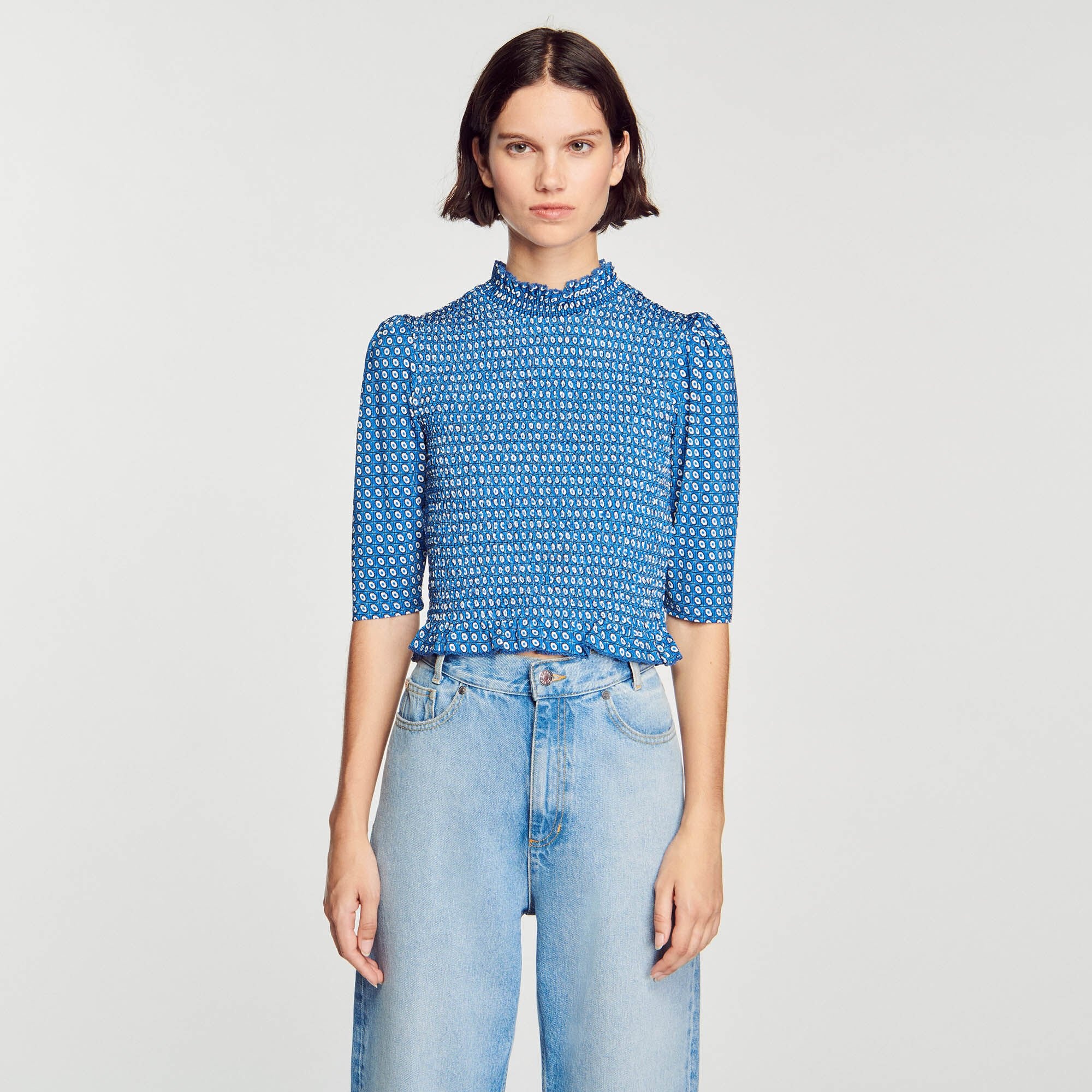 SMOCKED PRINTED TOP - 5