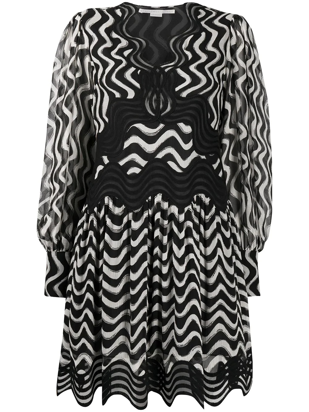 wave-stripe long-sleeve dress - 1