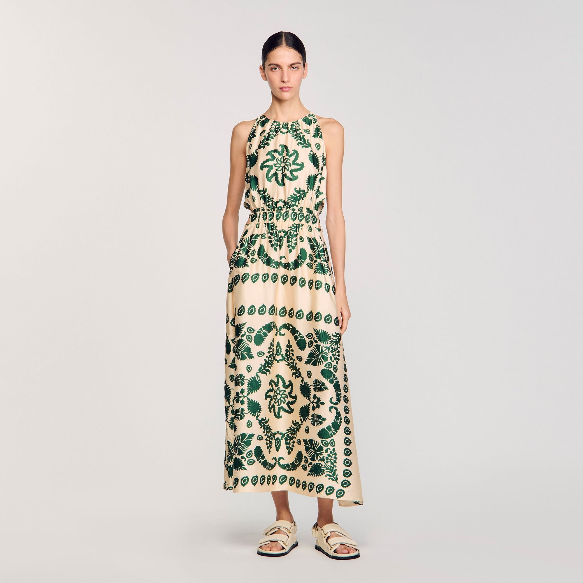 LEAF PRINT MAXI DRESS - 1