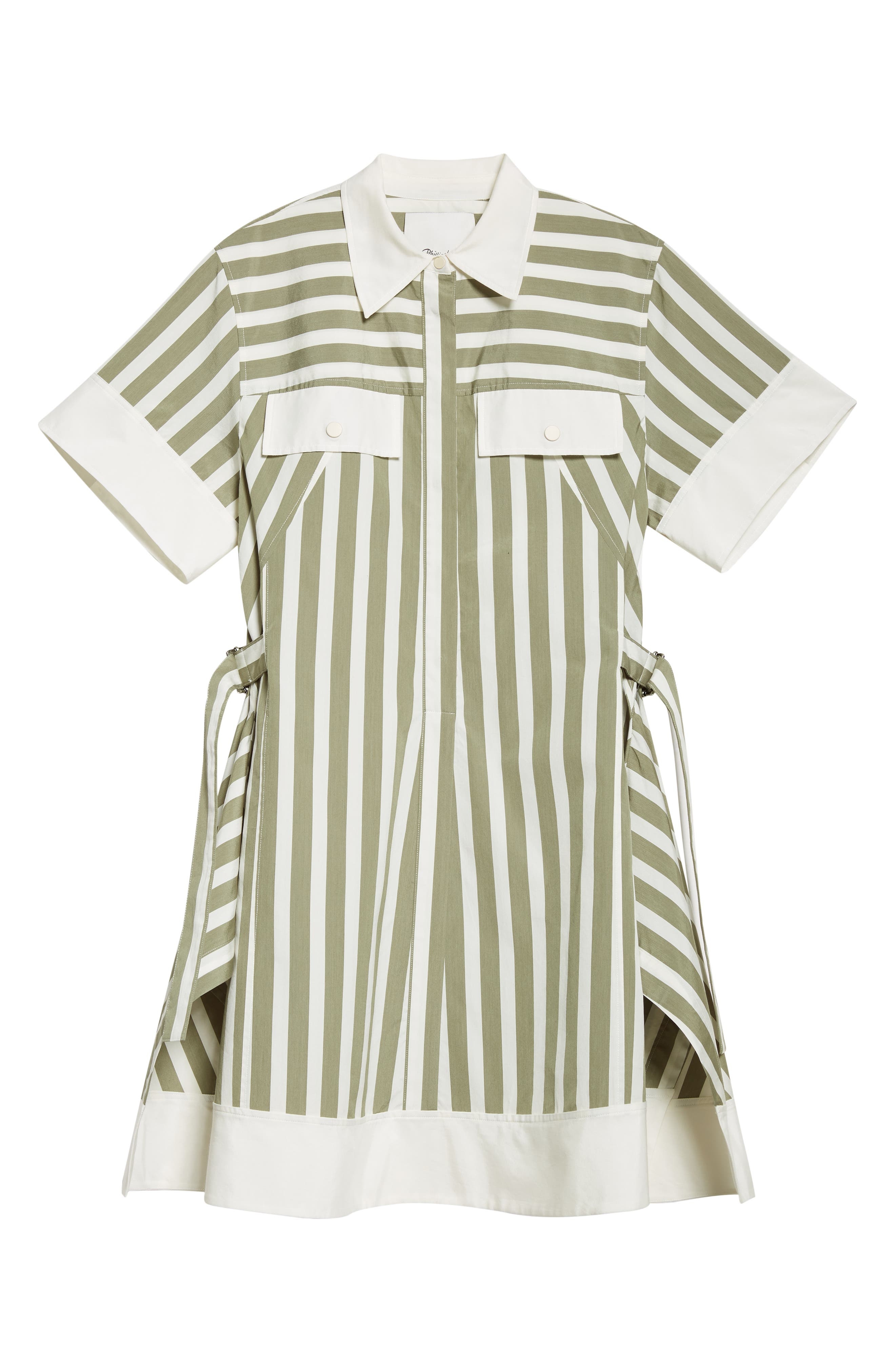 3.1 Phillip Lim Stripe Cotton & Silk Shirtdress in Thyme Multi at Nordstrom - 6