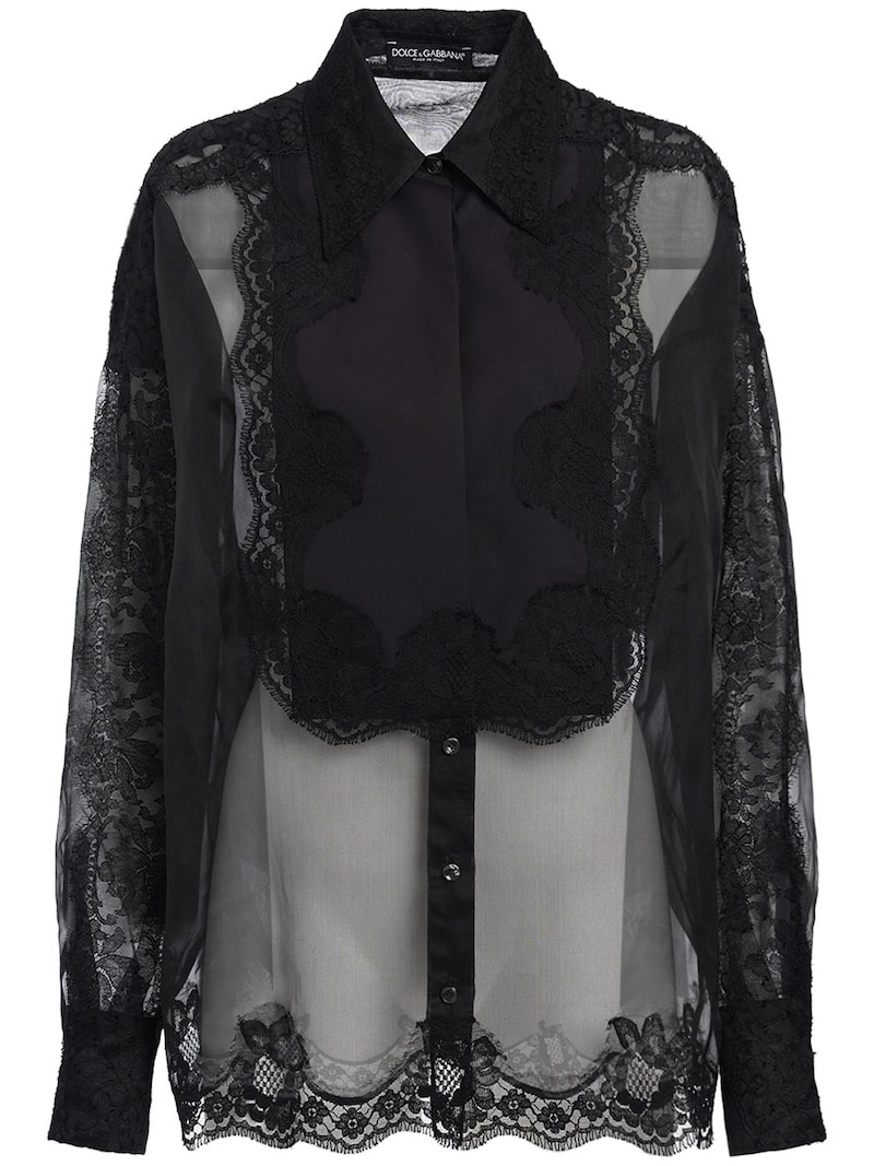 Silk blend organza & lace shirt - 1