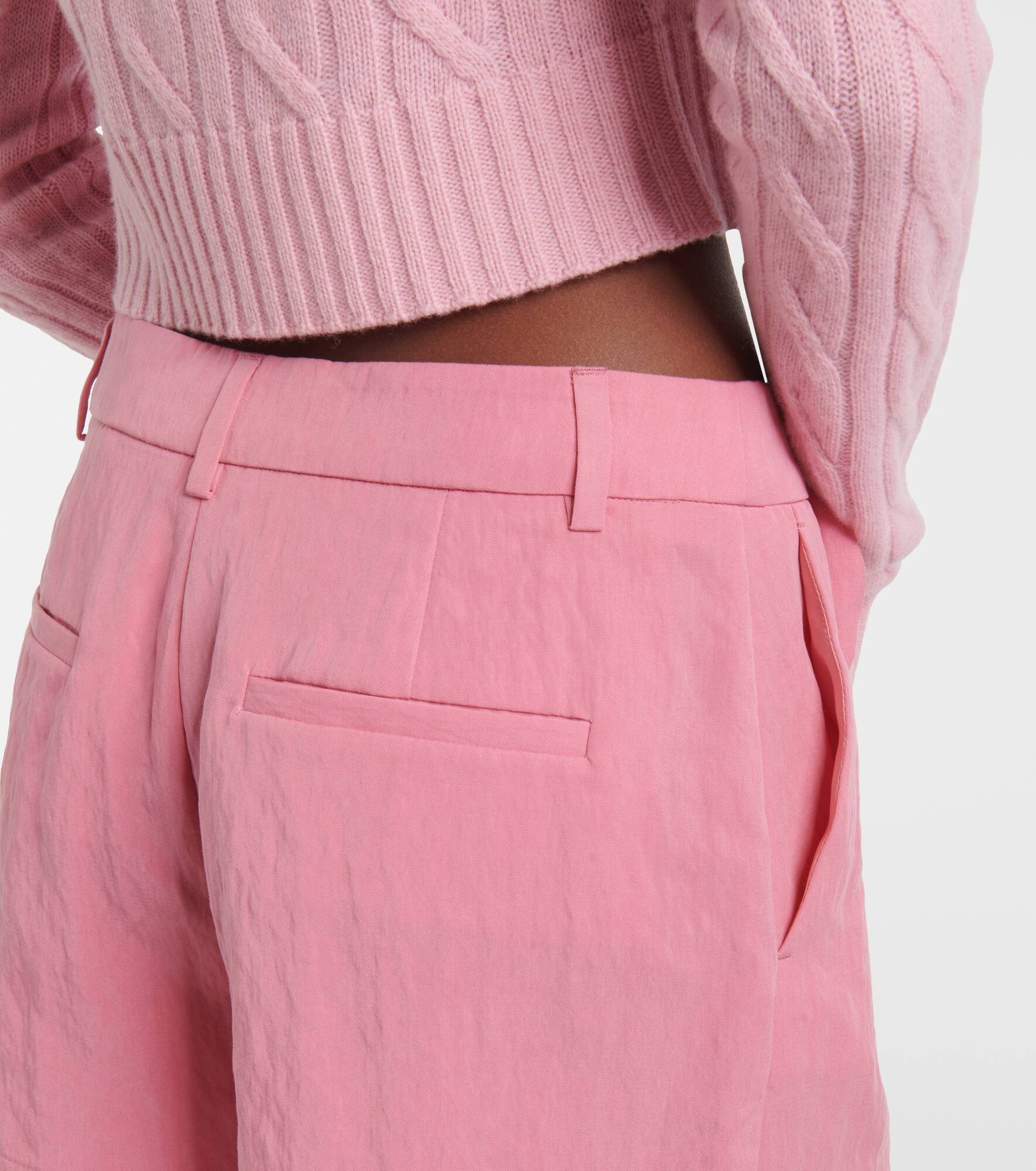 Floral-appliqué gabardine shorts - 5