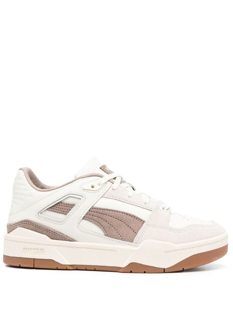 panelled leather sneakers - 1