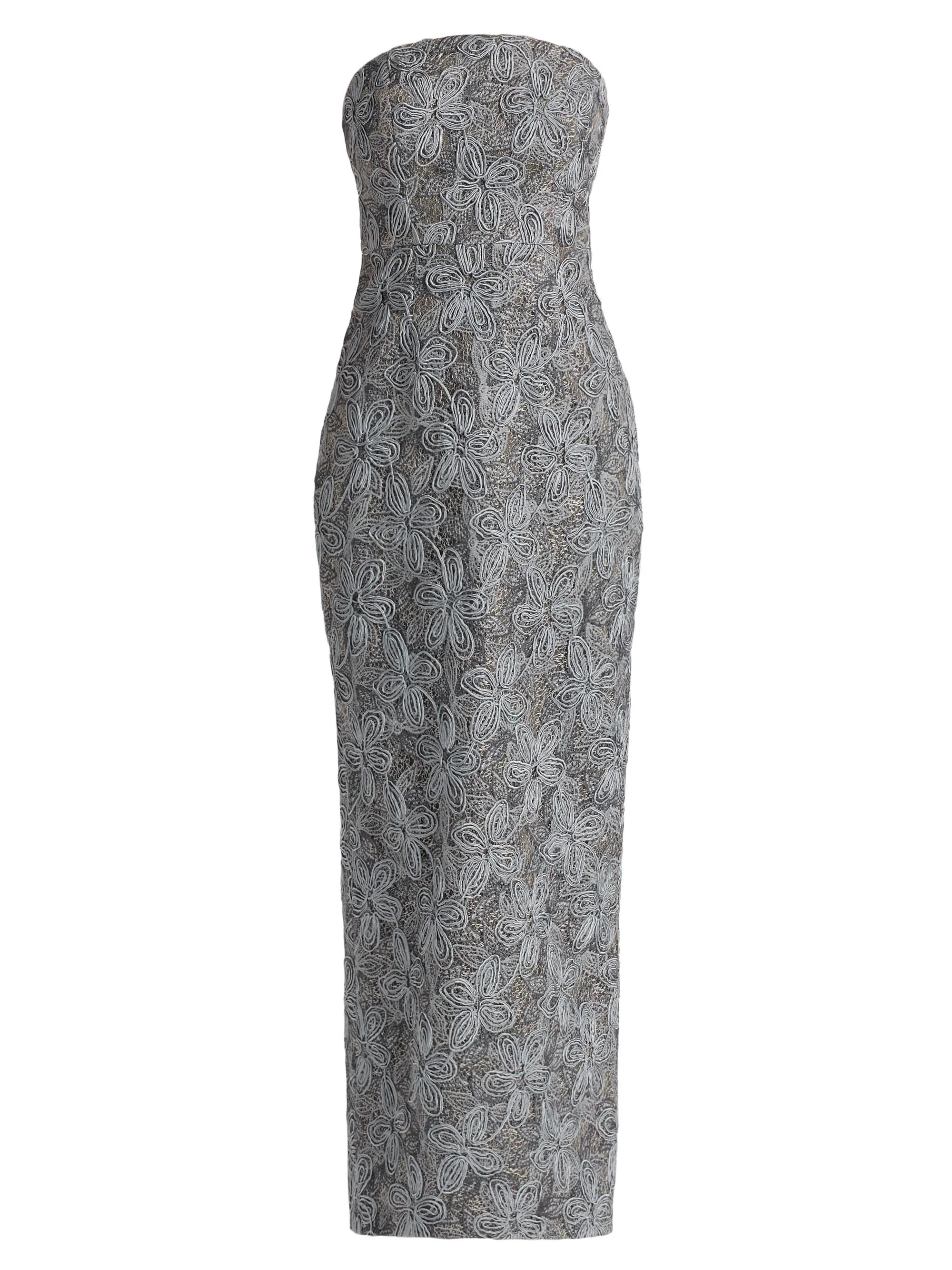 Women's Meredith Floral-Embroidered Maxi Dress - Silver Multi - 1