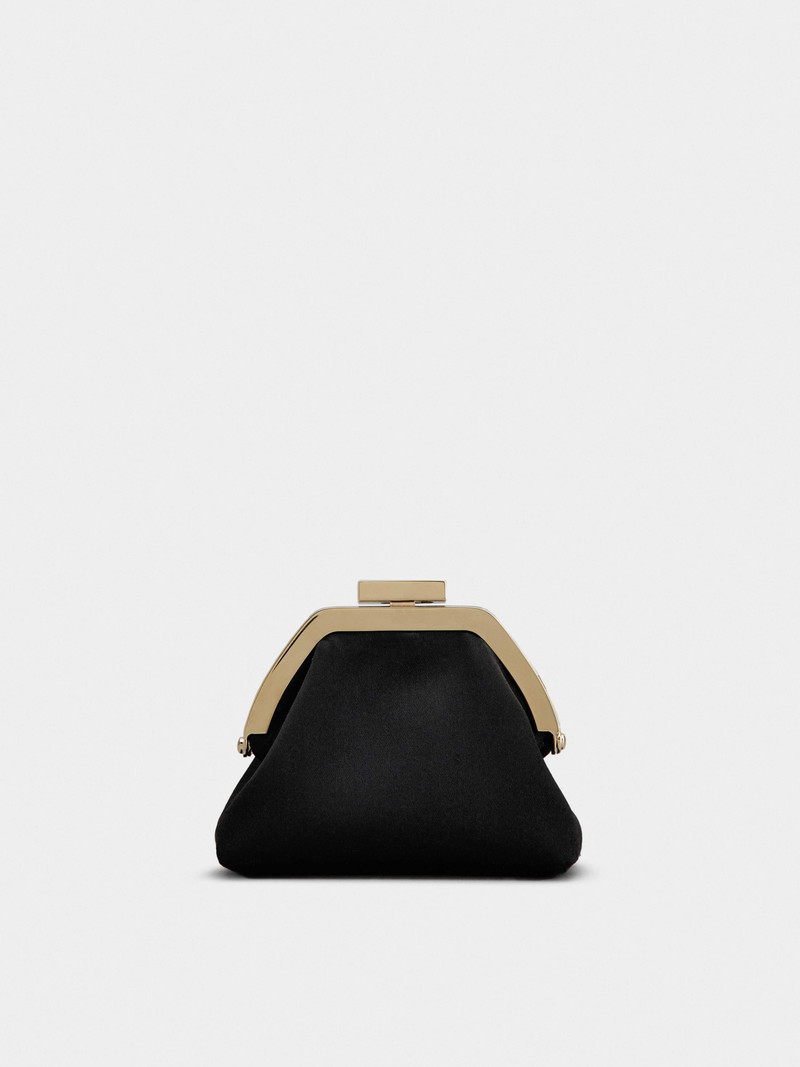 Flower Strass Buckle Coin Purse in Satin 4