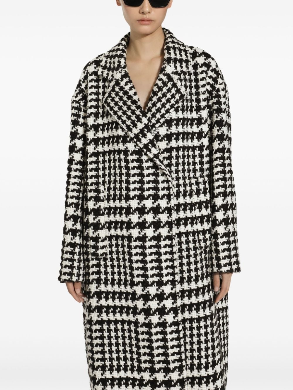 houndstooth-pattern coat - 5