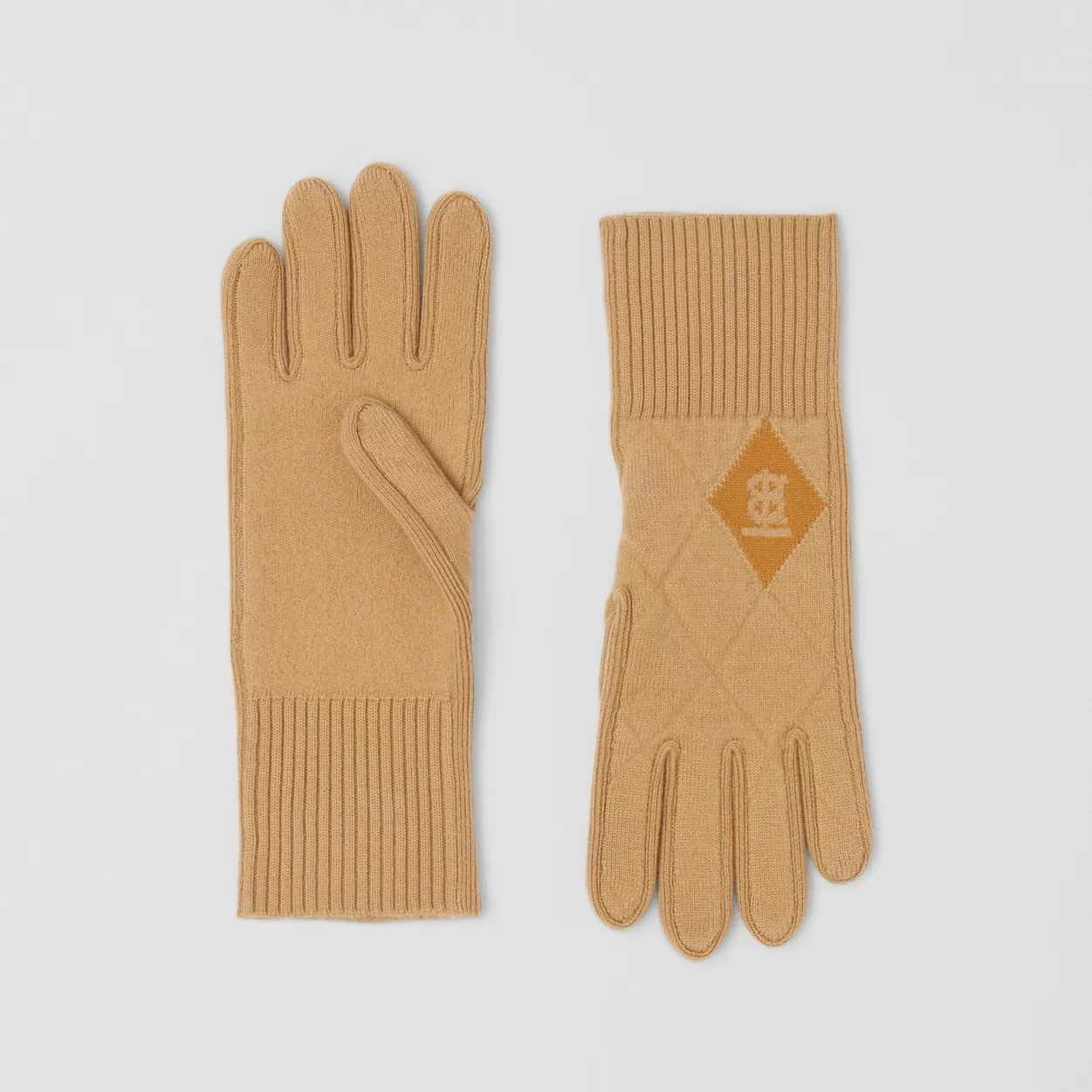 Monogram Motif Diamond Knit Merino Wool Gloves - 1