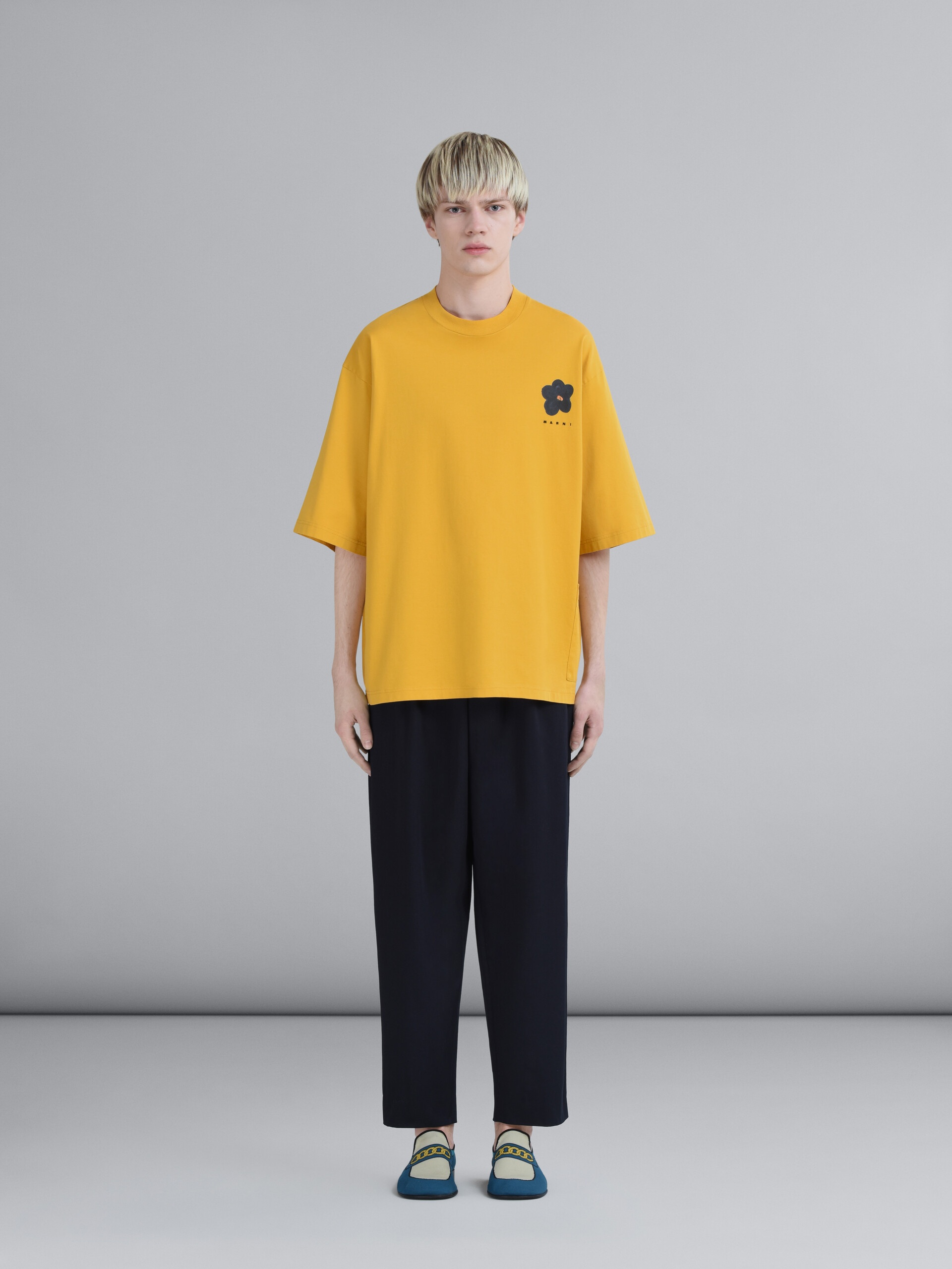 BLUE COTTON GABARDINE PANTS - 2