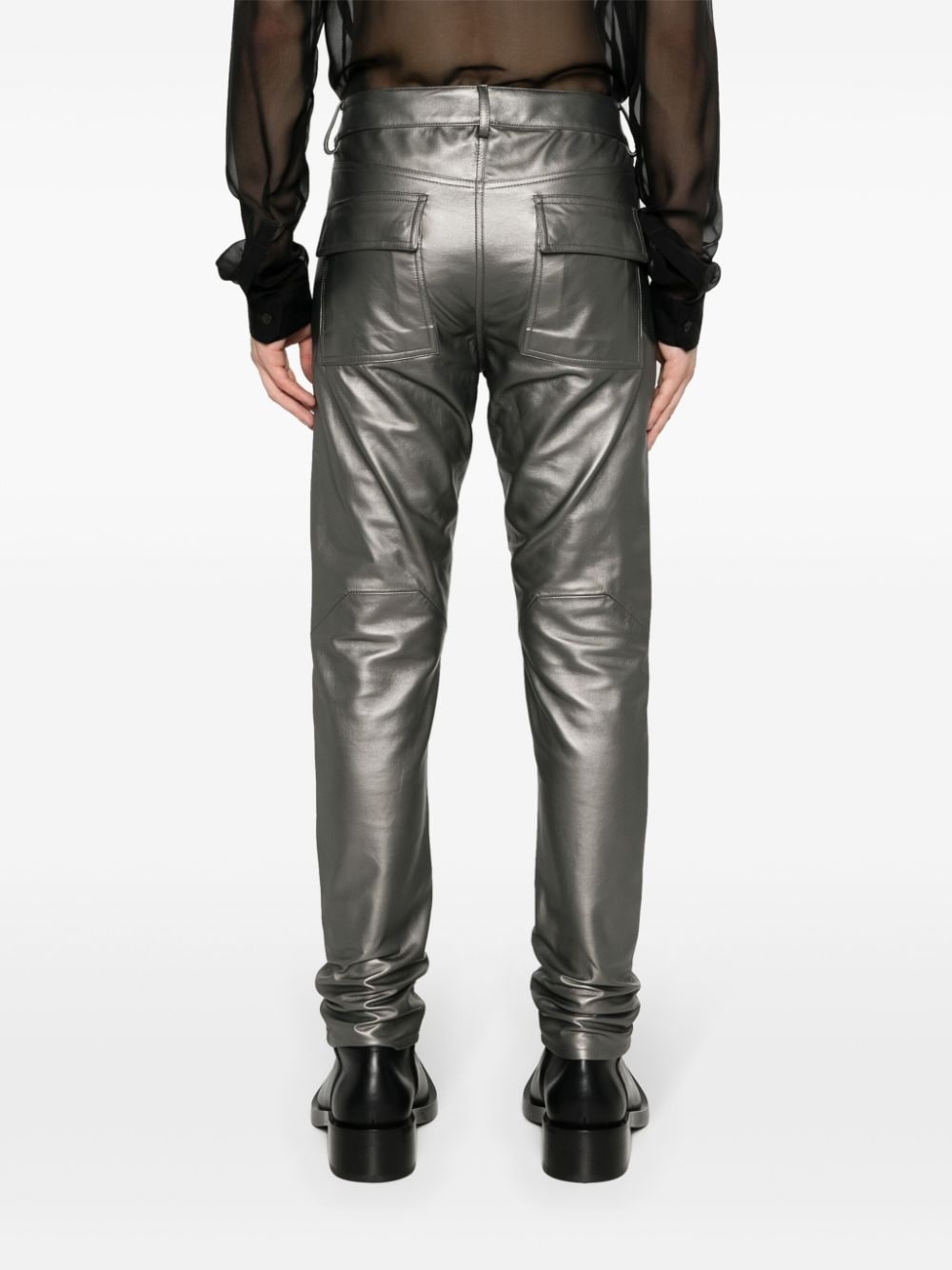 leather tapered trousers - 4